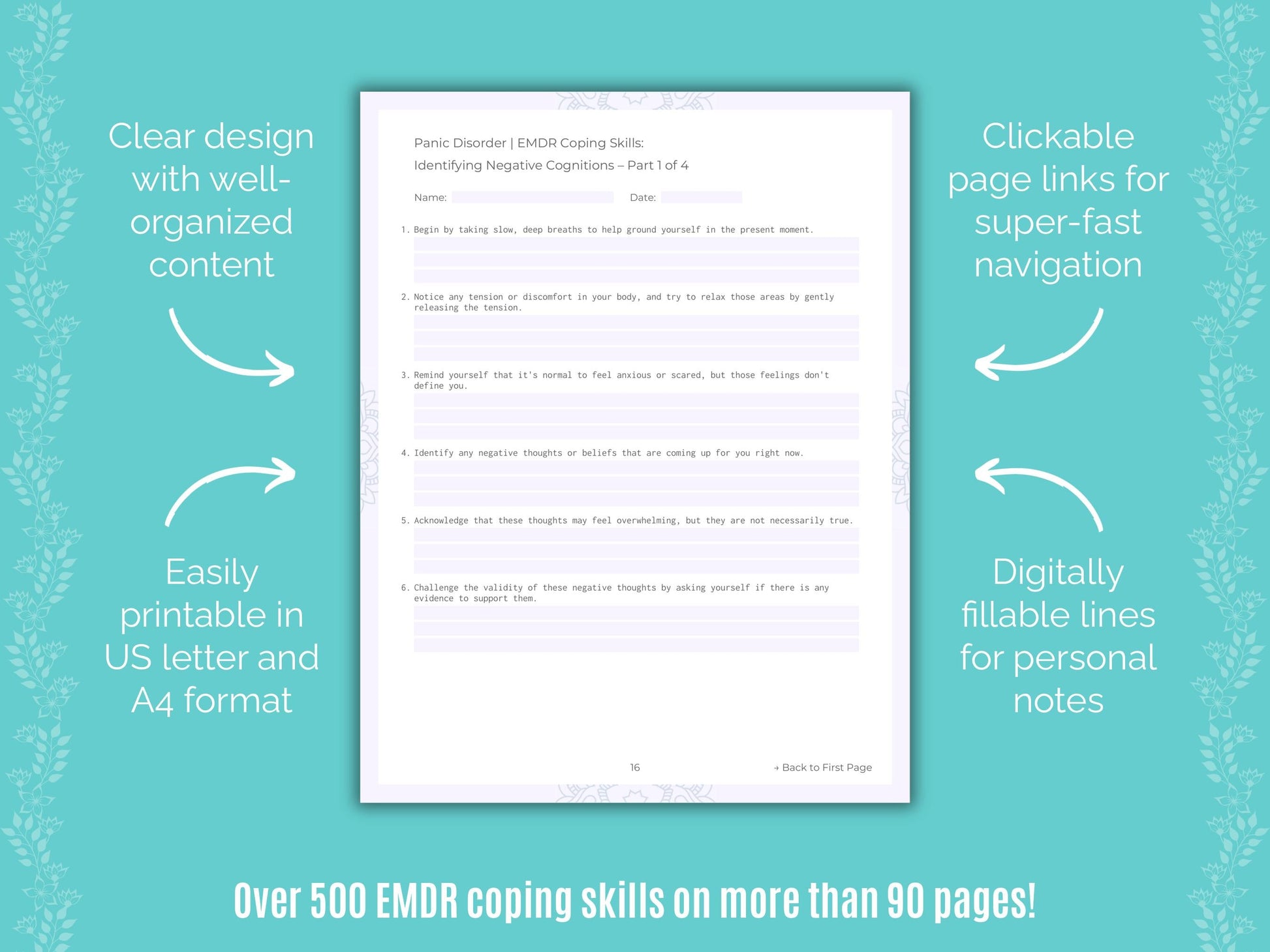 Panic Disorder Eye Movement Desensitization and Reprocessing (EMDR) Counseling Templates