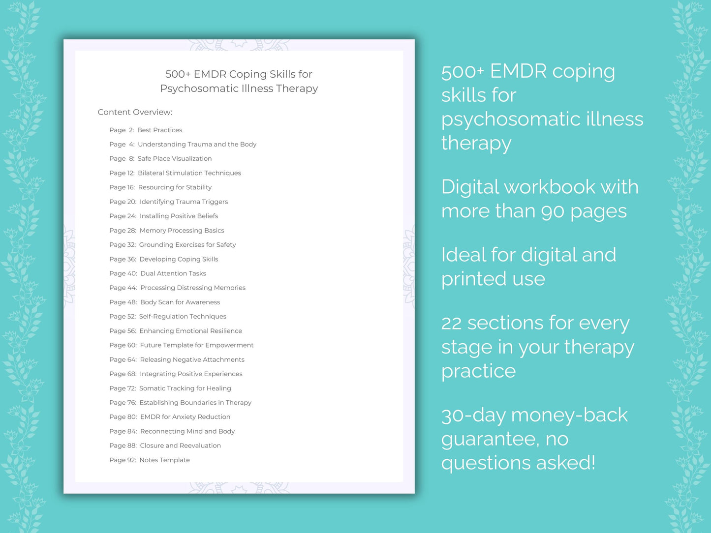 Psychosomatic Illness Eye Movement Desensitization and Reprocessing (EMDR) Therapist Worksheets