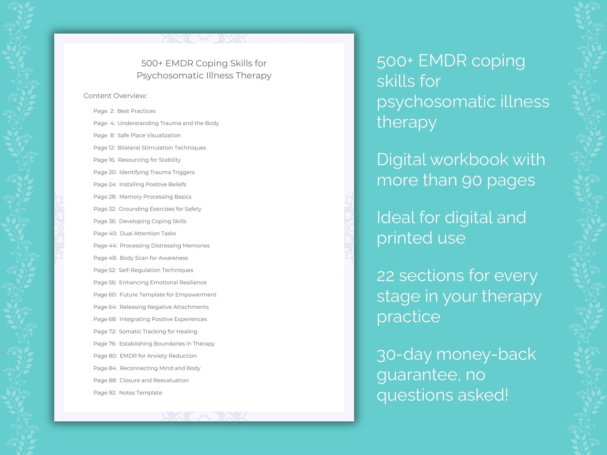 Psychosomatic Illness Eye Movement Desensitization and Reprocessing (EMDR) Therapist Worksheets