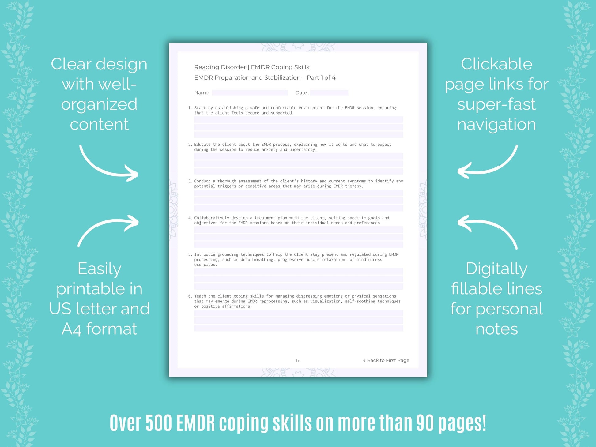 Reading Disorder Eye Movement Desensitization and Reprocessing (EMDR) Counseling Templates