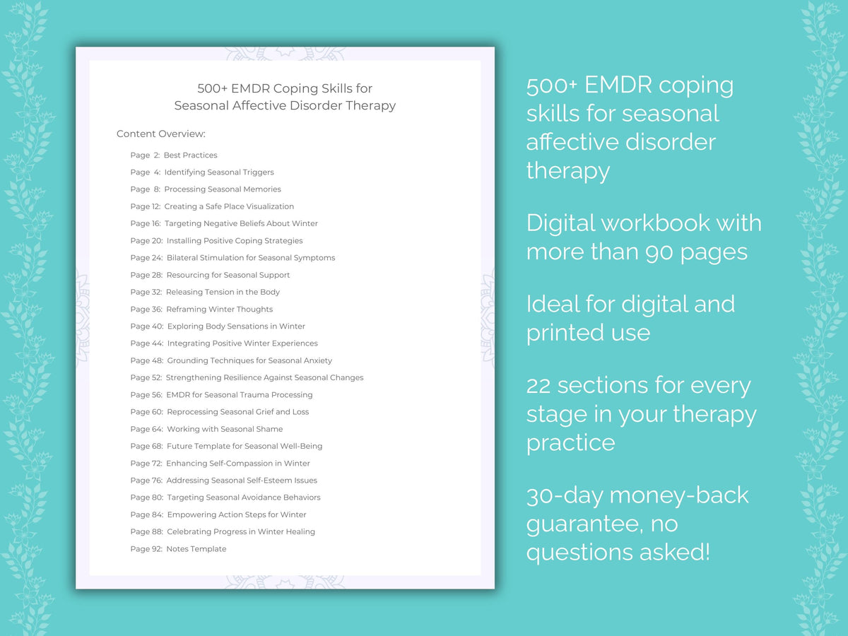 Seasonal Affective Disorder Eye Movement Desensitization and Reprocessing (EMDR) Therapist Worksheets