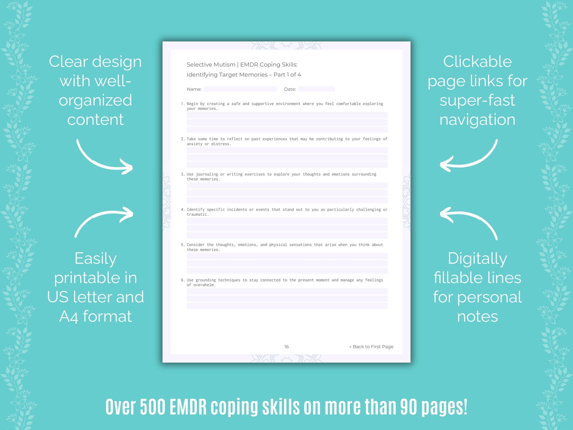 Selective Mutism Eye Movement Desensitization and Reprocessing (EMDR) Counseling Templates