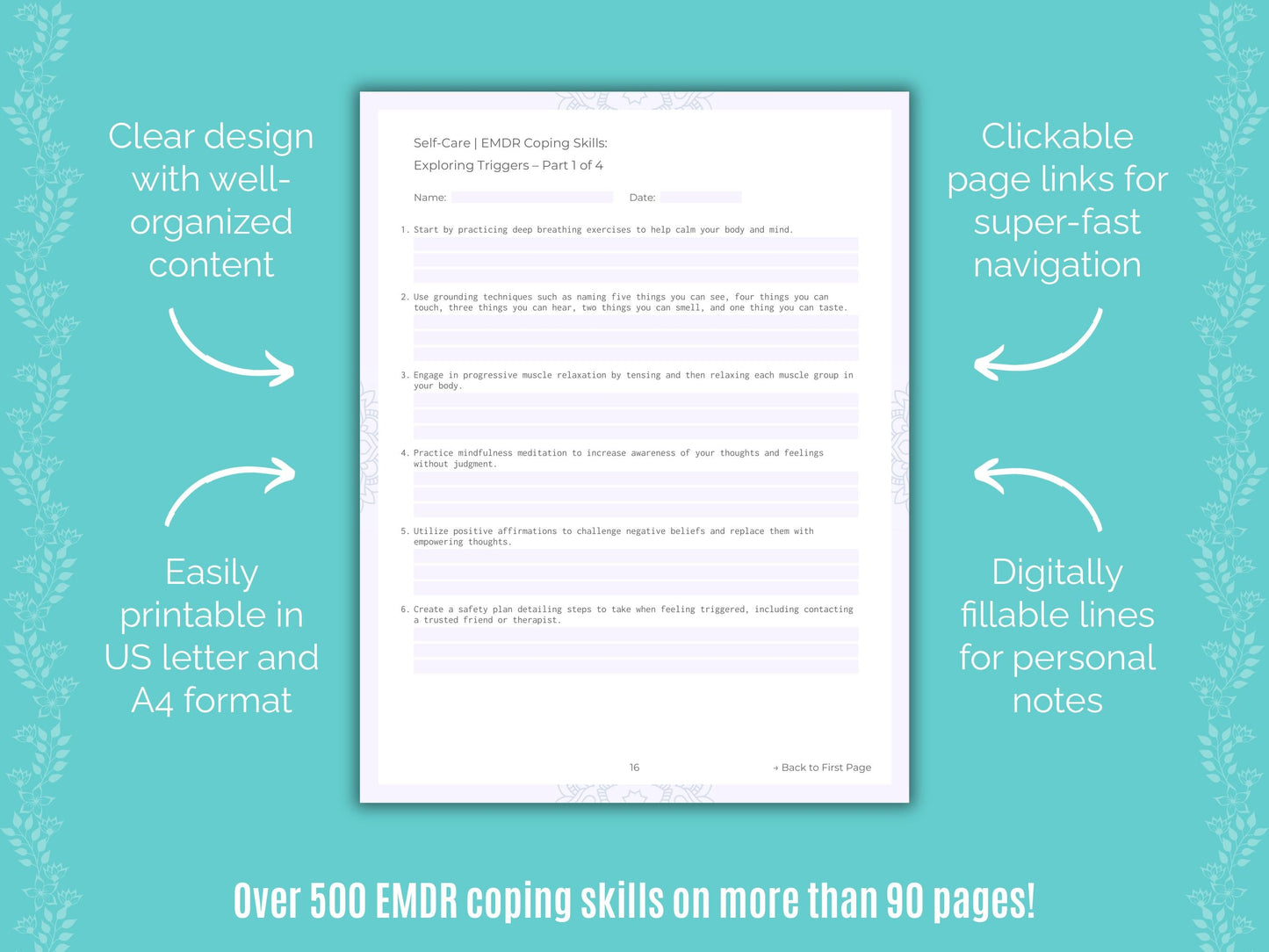 Self-Care Eye Movement Desensitization and Reprocessing (EMDR) Counseling Templates