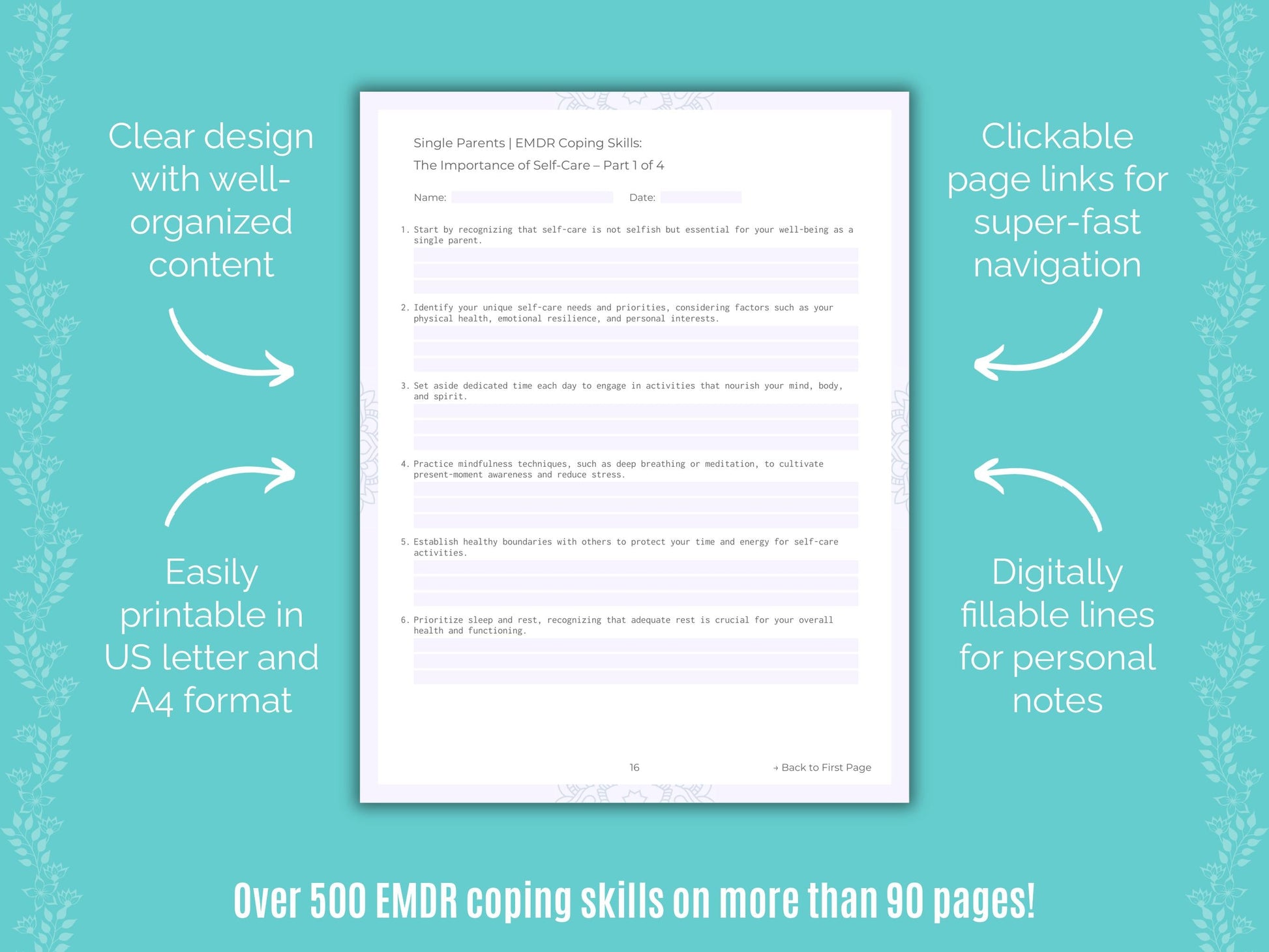 Single Parents Eye Movement Desensitization and Reprocessing (EMDR) Counseling Templates