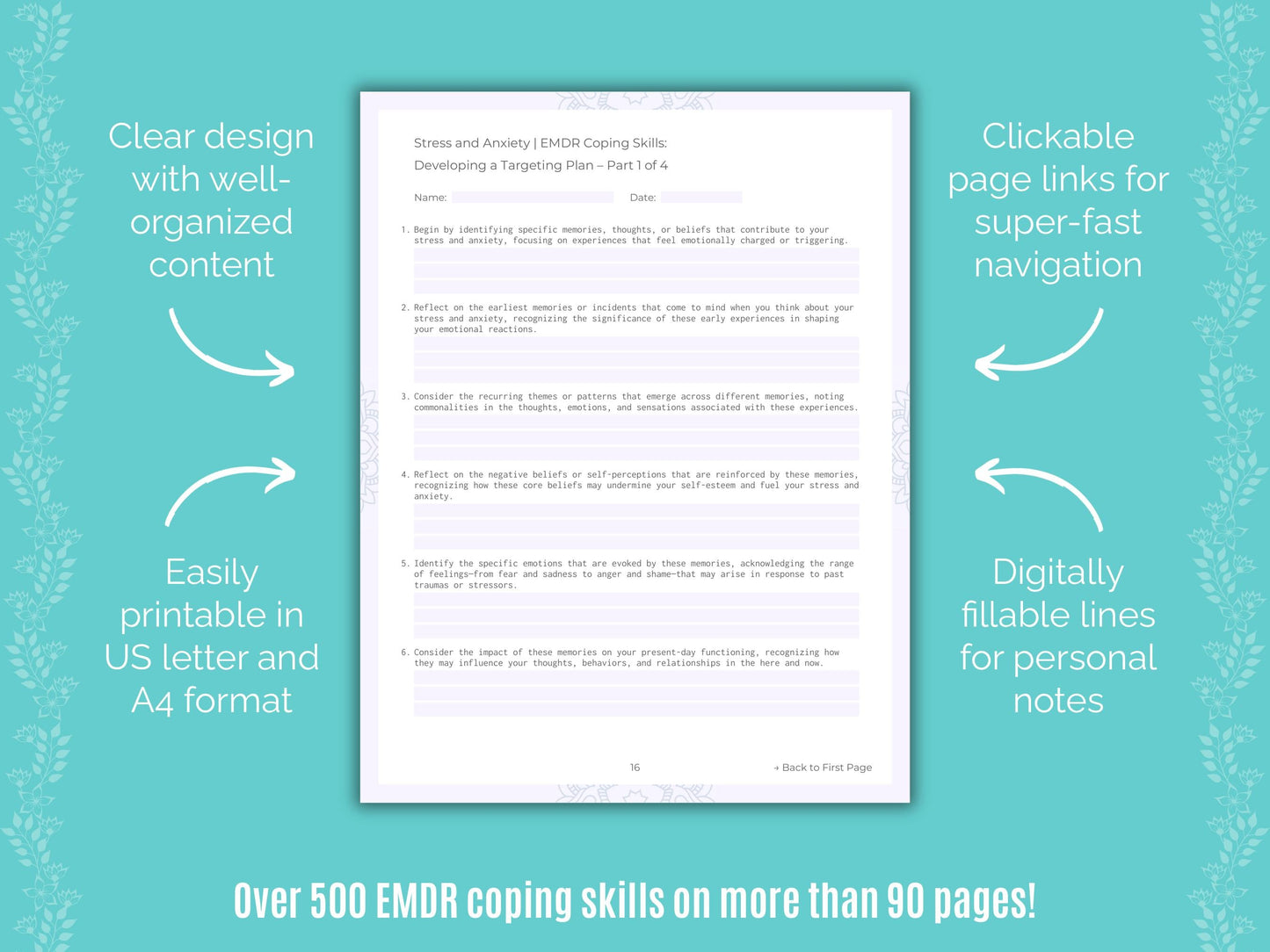 Stress and Anxiety Eye Movement Desensitization and Reprocessing (EMDR) Counseling Templates