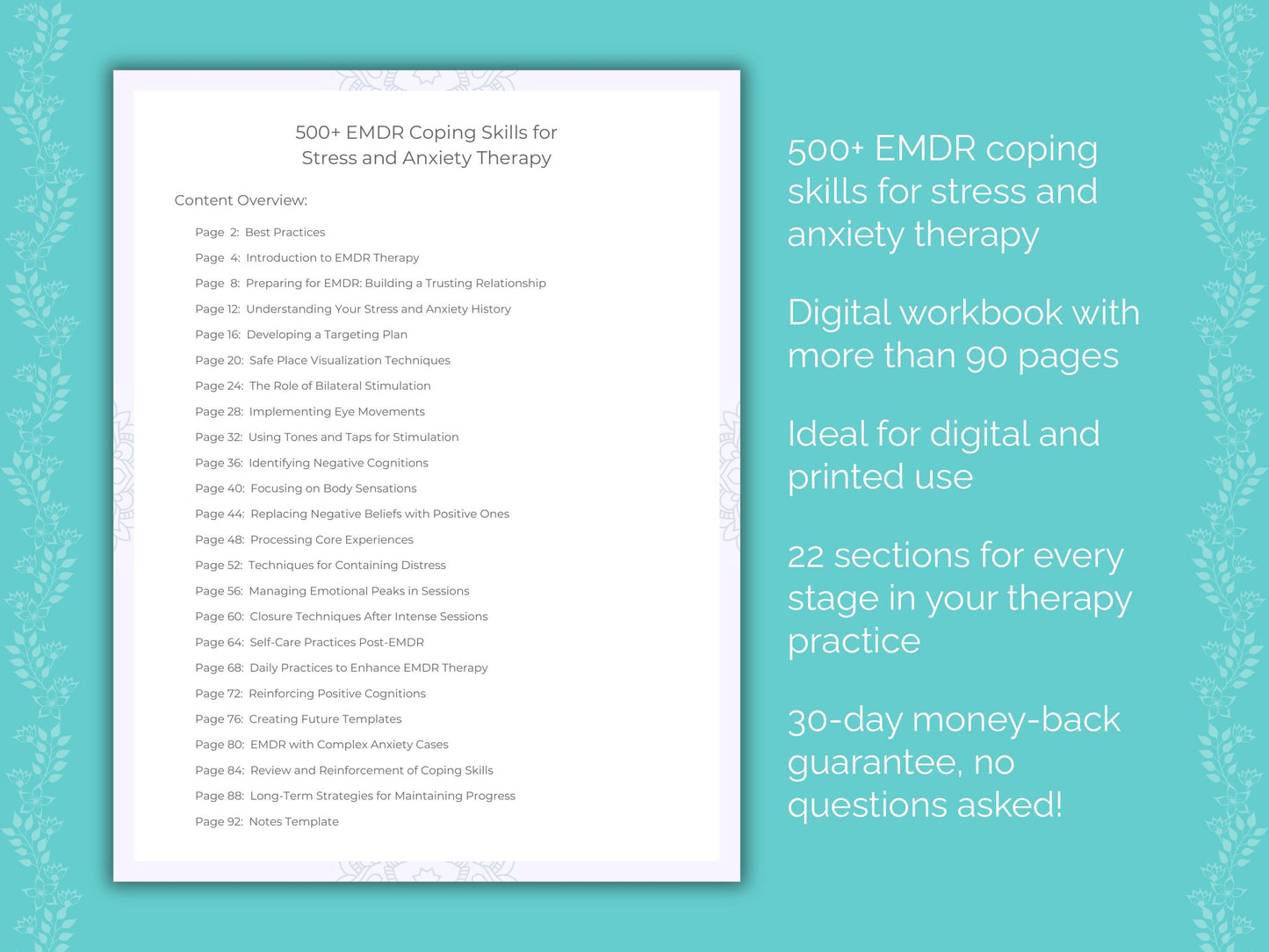 Stress and Anxiety Eye Movement Desensitization and Reprocessing (EMDR) Therapist Worksheets