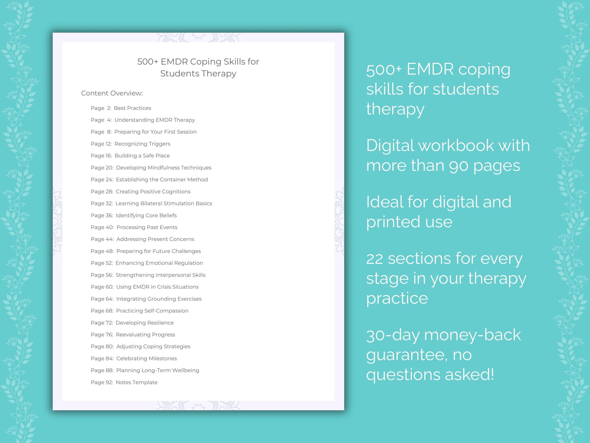 Students Eye Movement Desensitization and Reprocessing (EMDR) Therapist Worksheets