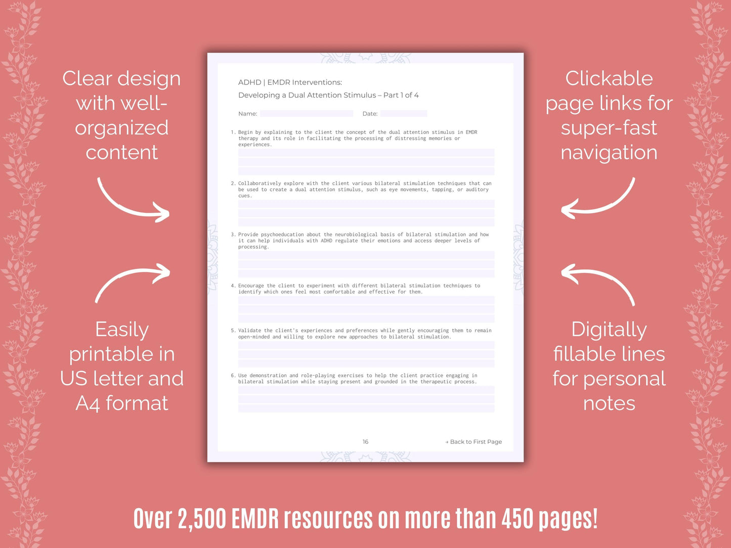 ADHD Eye Movement Desensitization and Reprocessing (EMDR) Counseling Templates