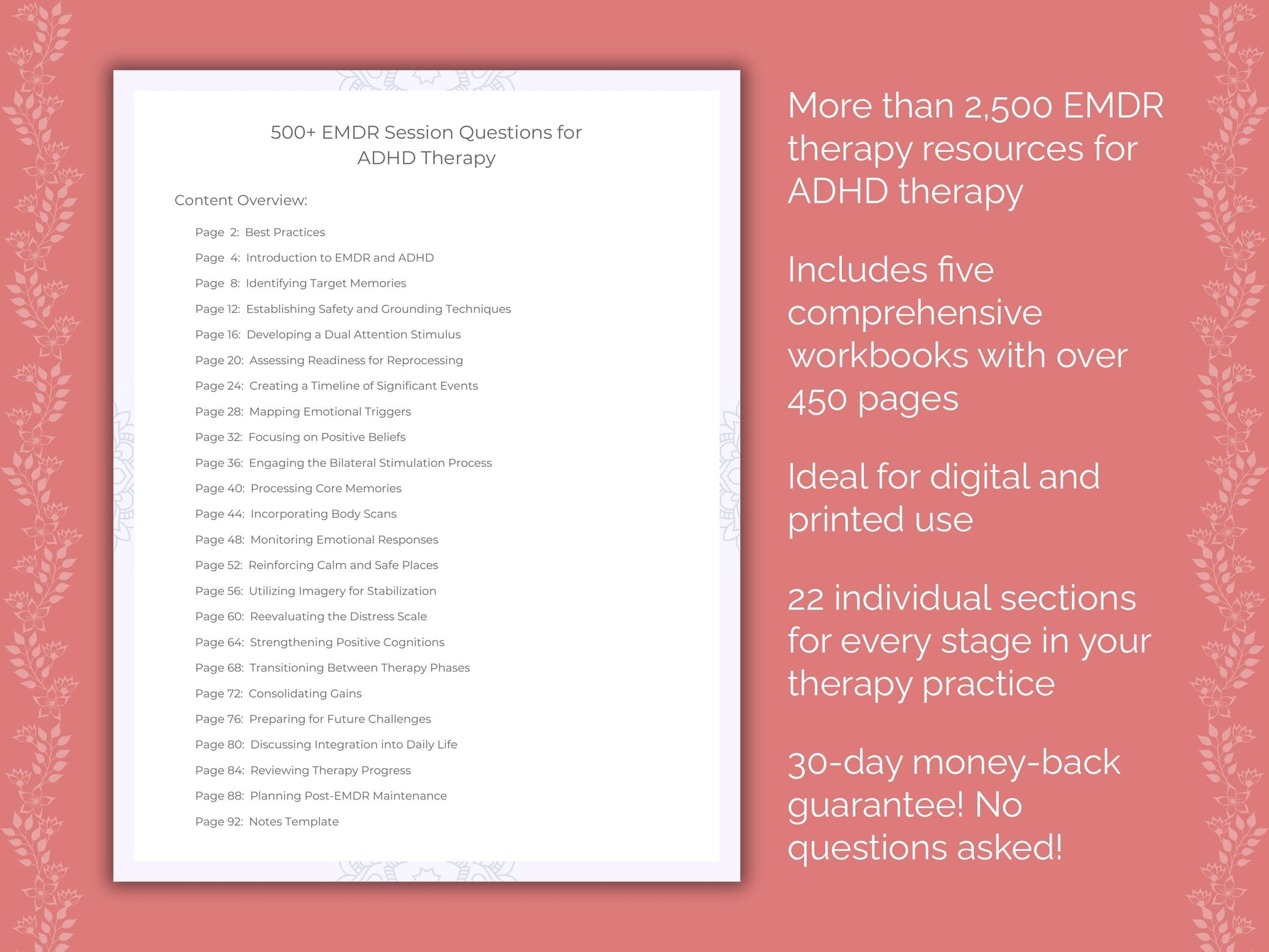 ADHD Eye Movement Desensitization and Reprocessing (EMDR) Therapist Worksheets