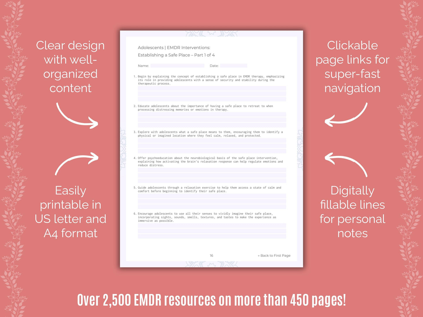 Adolescents Eye Movement Desensitization and Reprocessing (EMDR) Counseling Templates