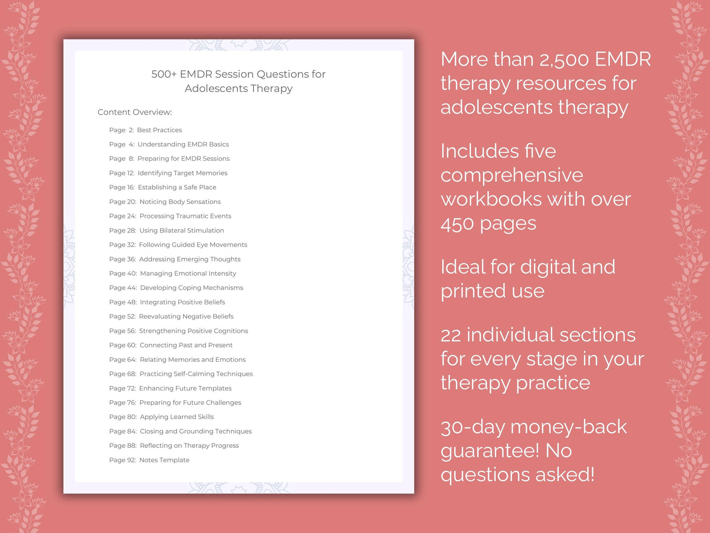 Adolescents Eye Movement Desensitization and Reprocessing (EMDR) Therapist Worksheets