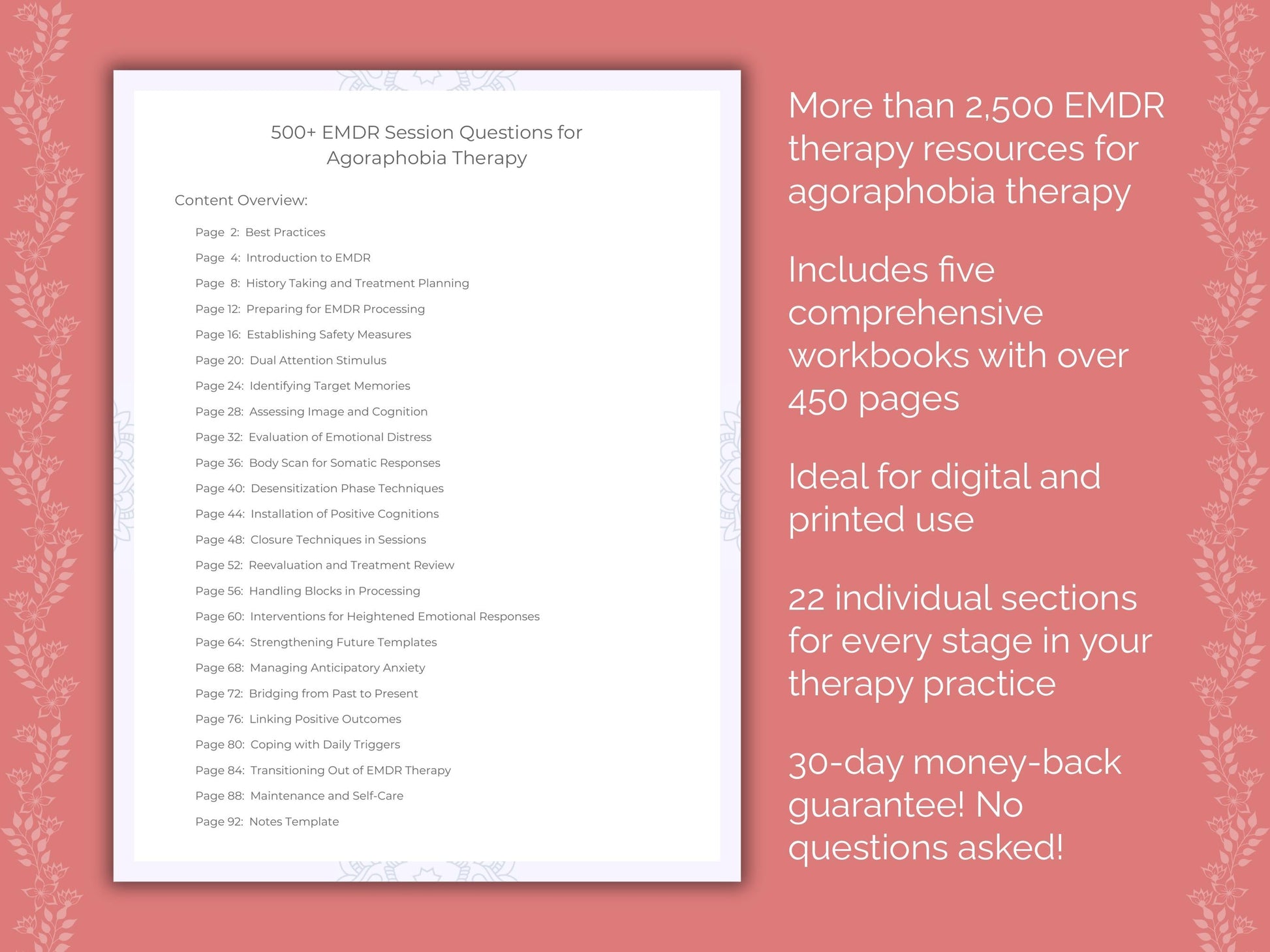 Agoraphobia Eye Movement Desensitization and Reprocessing (EMDR) Therapist Worksheets