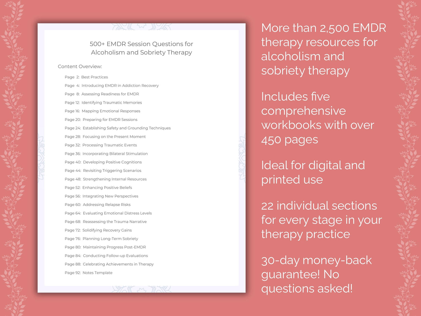 Alcoholism and Sobriety Eye Movement Desensitization and Reprocessing (EMDR) Therapist Worksheets