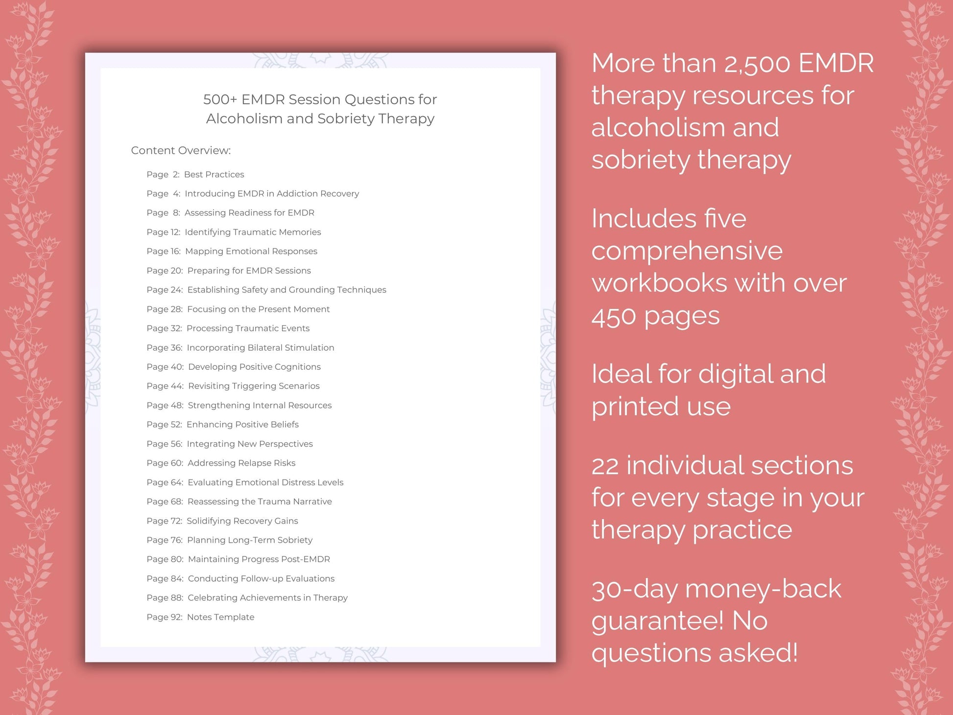 Alcoholism and Sobriety Eye Movement Desensitization and Reprocessing (EMDR) Therapist Worksheets