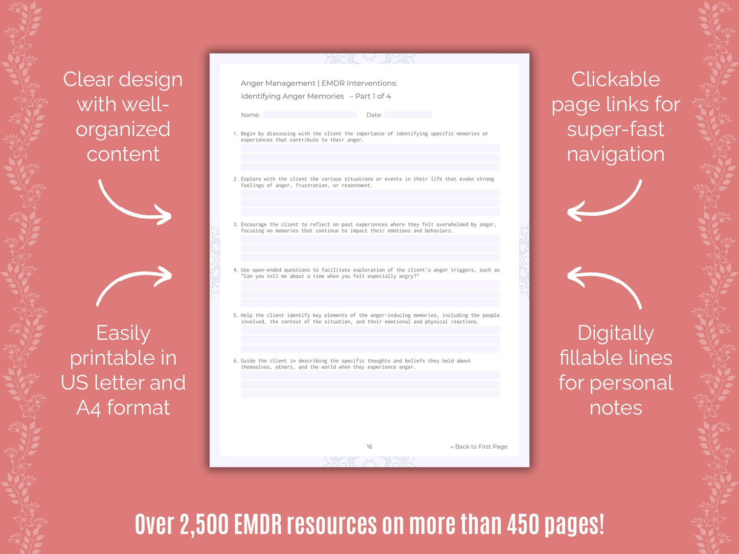 Anger Management Eye Movement Desensitization and Reprocessing (EMDR) Counseling Templates