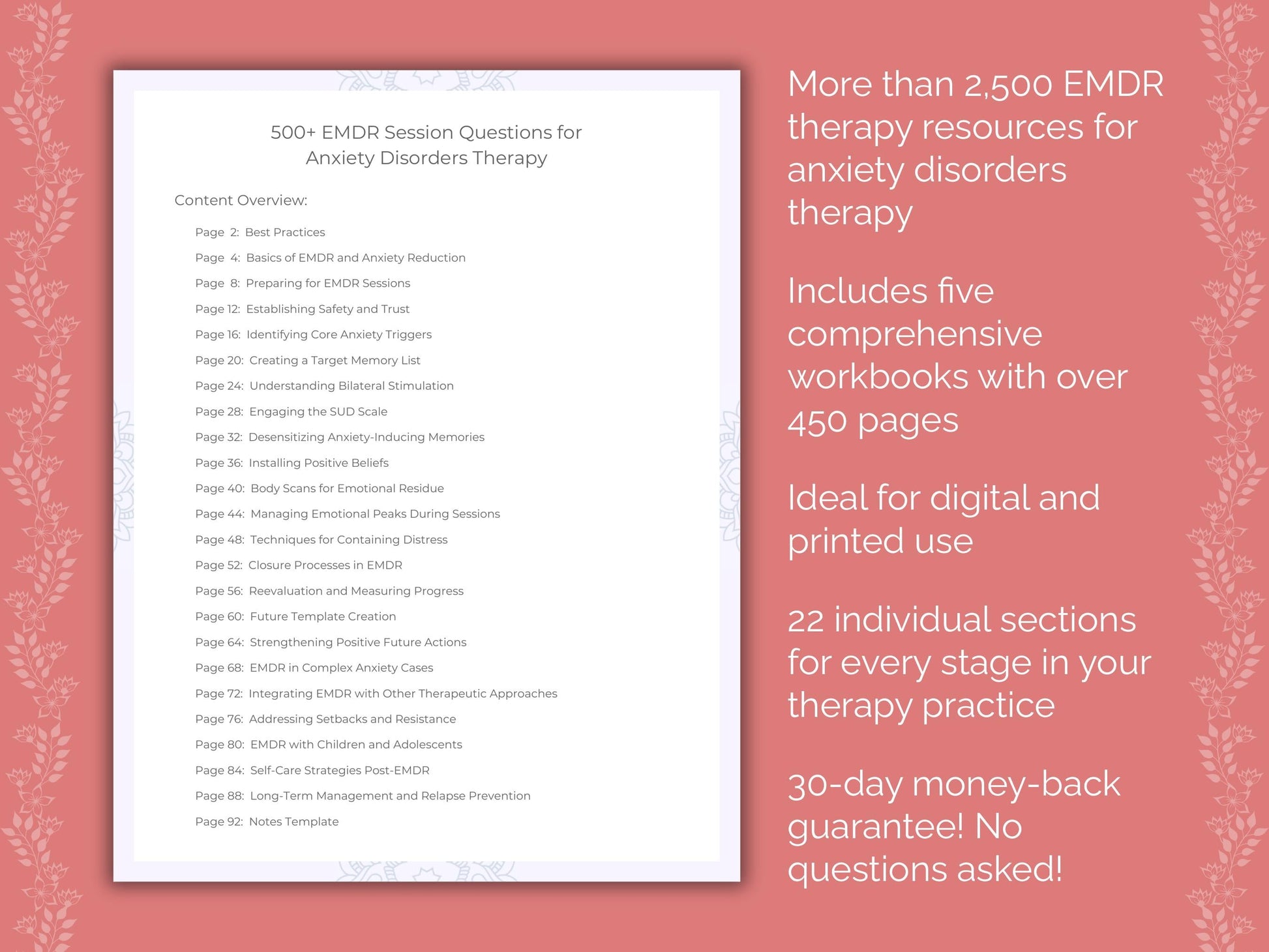 Anxiety Disorders Eye Movement Desensitization and Reprocessing (EMDR) Therapist Worksheets