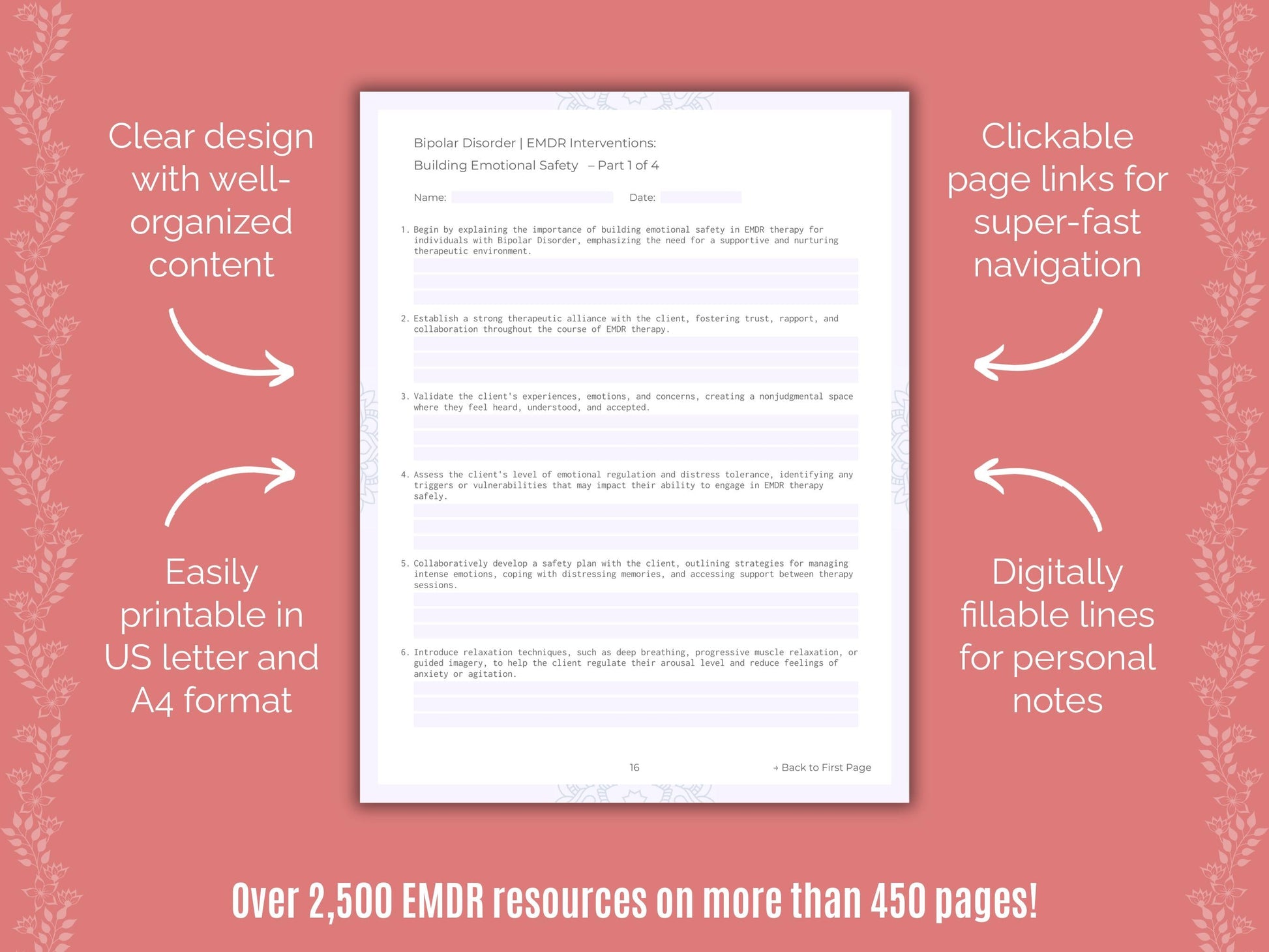 Bipolar Disorder Eye Movement Desensitization and Reprocessing (EMDR) Counseling Templates