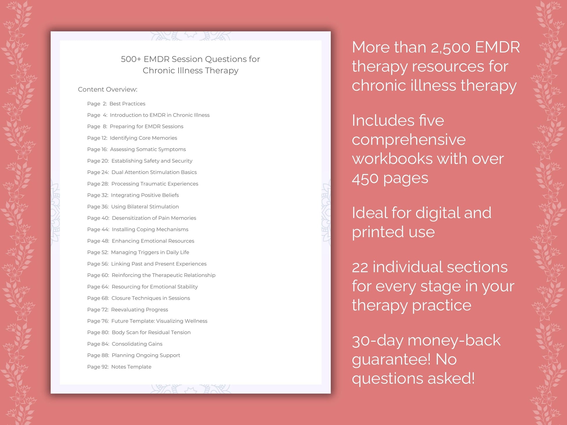 Chronic Illness Eye Movement Desensitization and Reprocessing (EMDR) Therapist Worksheets