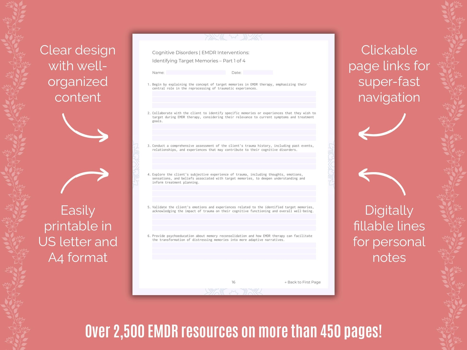 Cognitive Disorders Eye Movement Desensitization and Reprocessing (EMDR) Counseling Templates