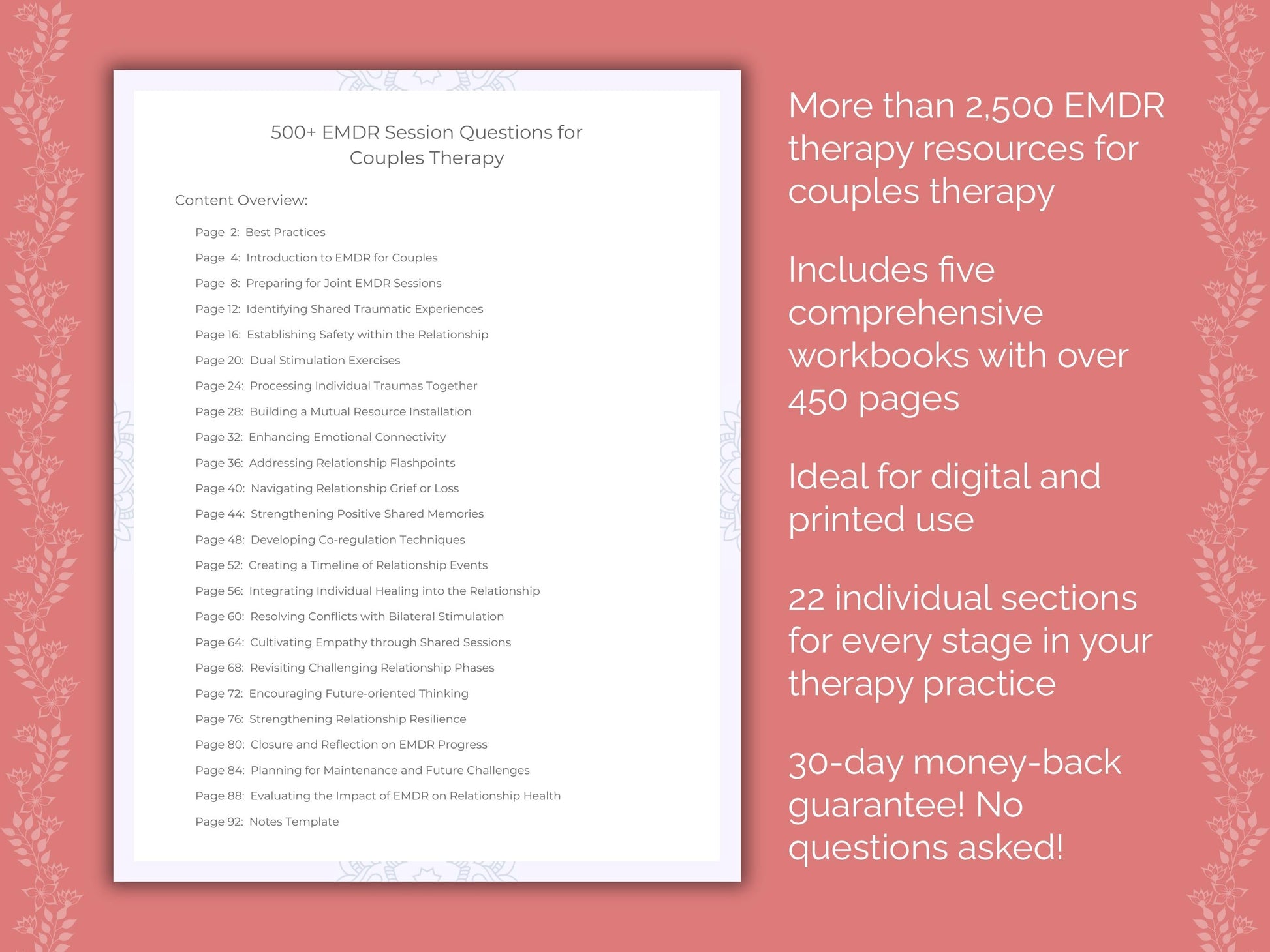 Couples Eye Movement Desensitization and Reprocessing (EMDR) Therapist Worksheets