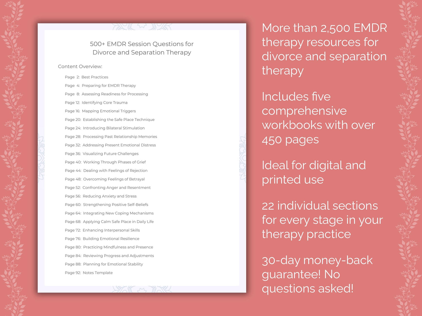 Divorce and Separation Eye Movement Desensitization and Reprocessing (EMDR) Therapist Worksheets