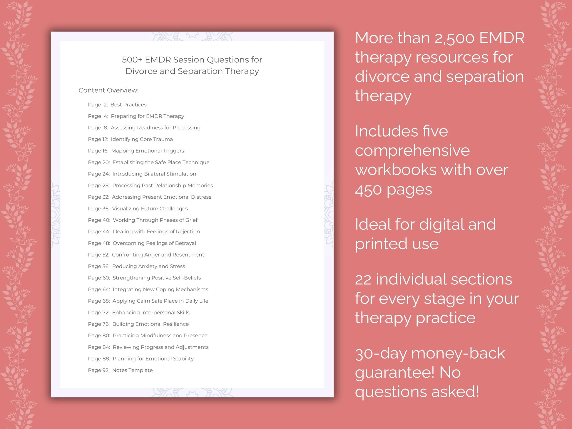 Divorce and Separation Eye Movement Desensitization and Reprocessing (EMDR) Therapist Worksheets