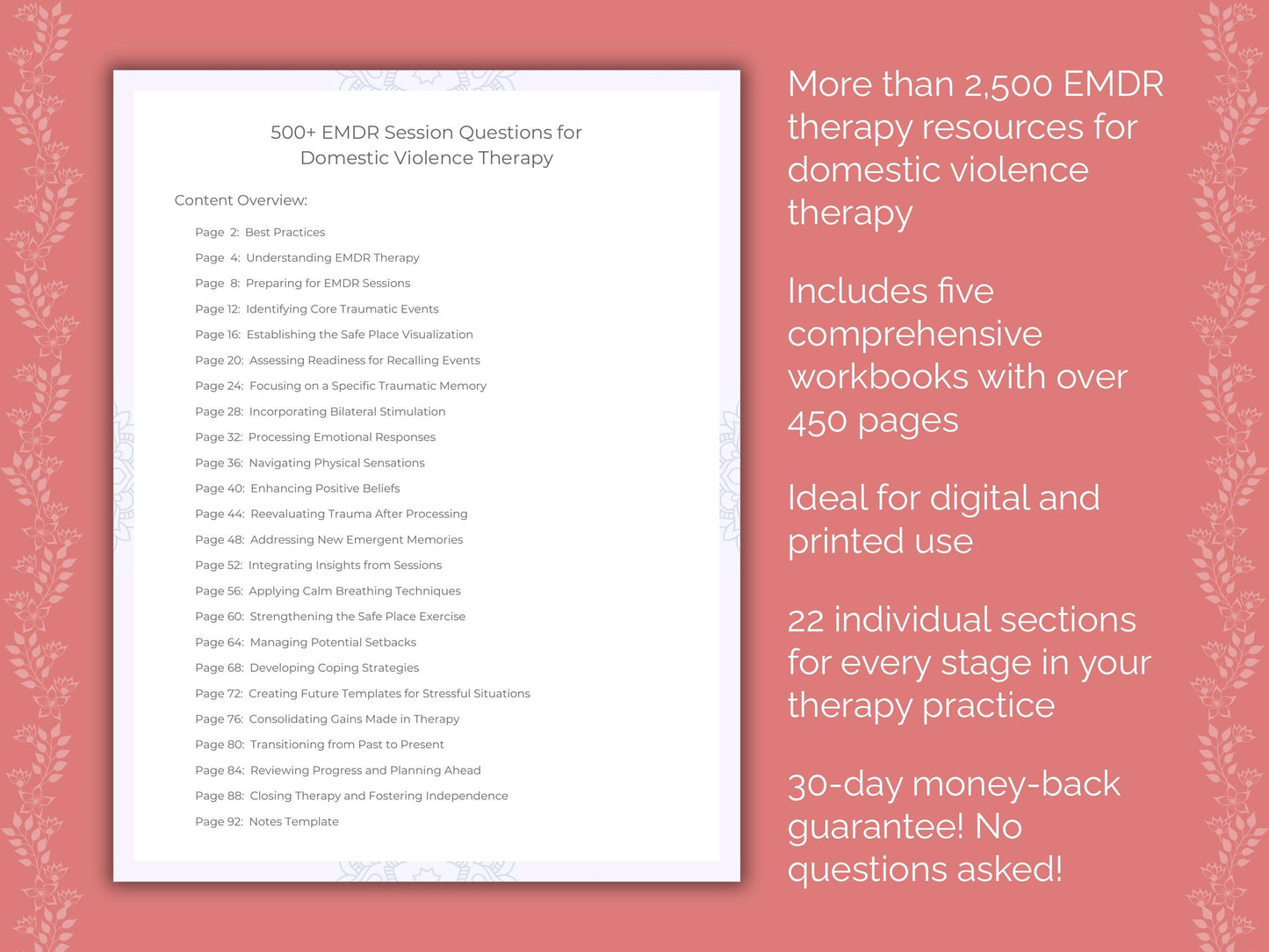 Domestic Violence Eye Movement Desensitization and Reprocessing (EMDR) Therapist Worksheets