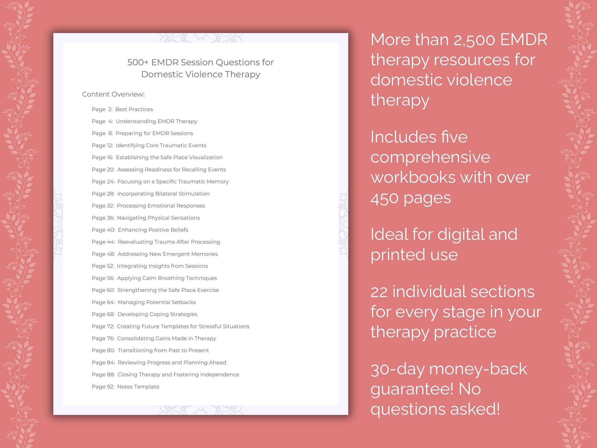 Domestic Violence Eye Movement Desensitization and Reprocessing (EMDR) Therapist Worksheets