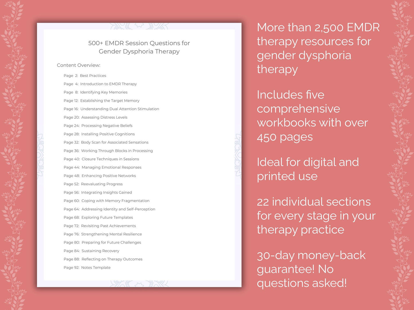 Gender Dysphoria Eye Movement Desensitization and Reprocessing (EMDR) Therapist Worksheets