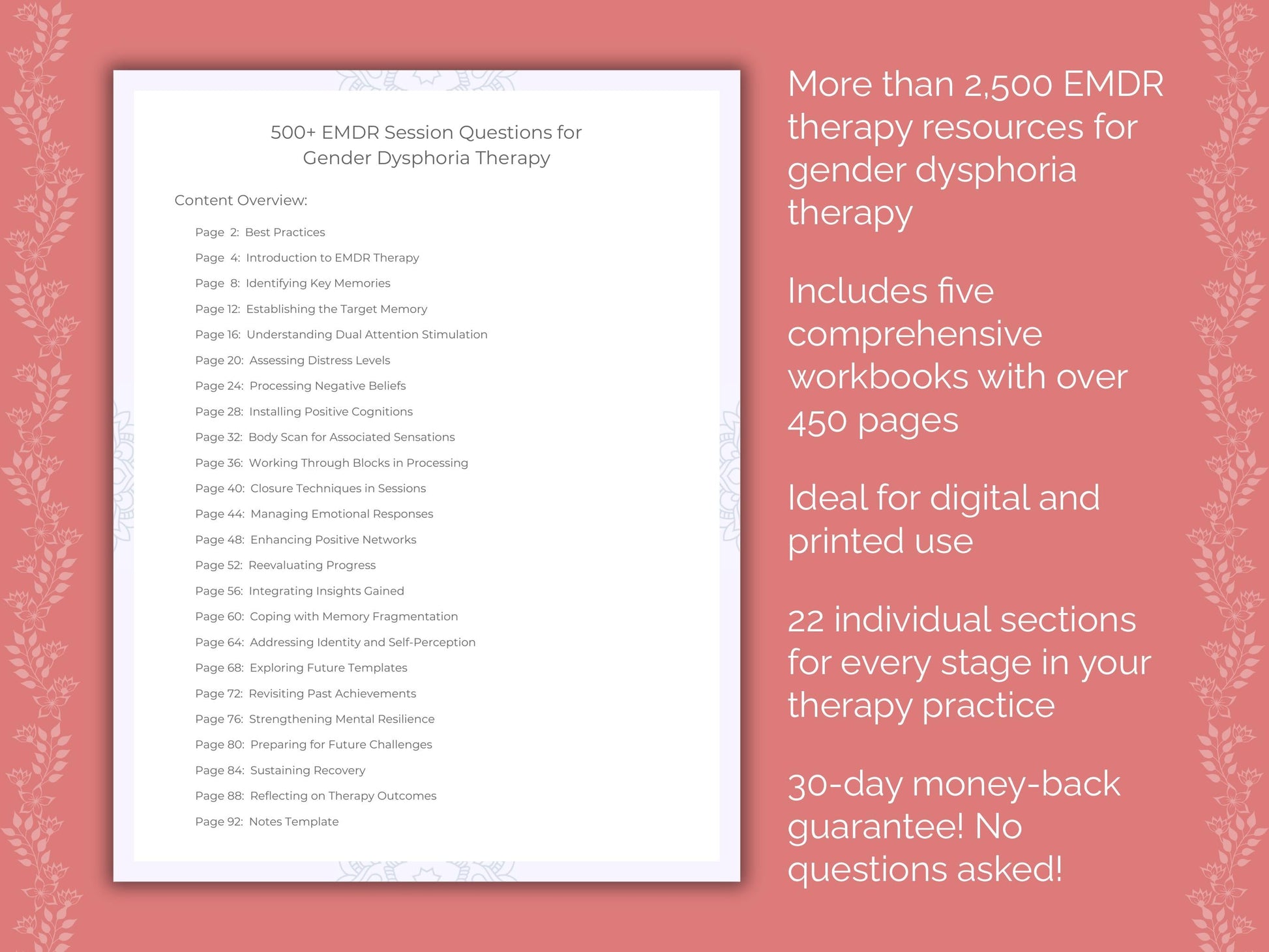 Gender Dysphoria Eye Movement Desensitization and Reprocessing (EMDR) Therapist Worksheets