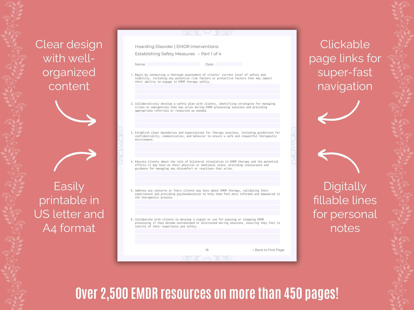 Hoarding Disorder Eye Movement Desensitization and Reprocessing (EMDR) Counseling Templates