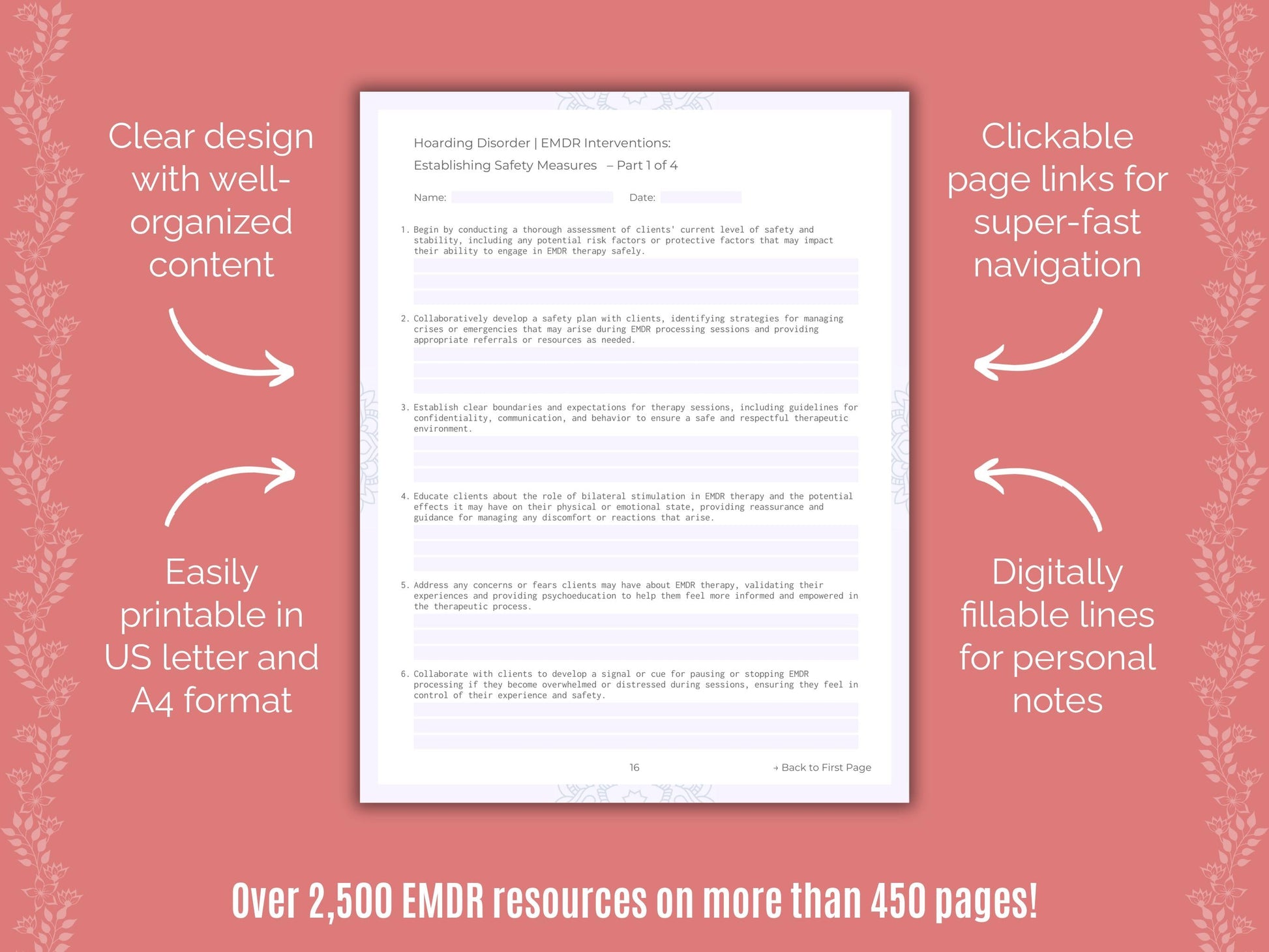 Hoarding Disorder Eye Movement Desensitization and Reprocessing (EMDR) Counseling Templates