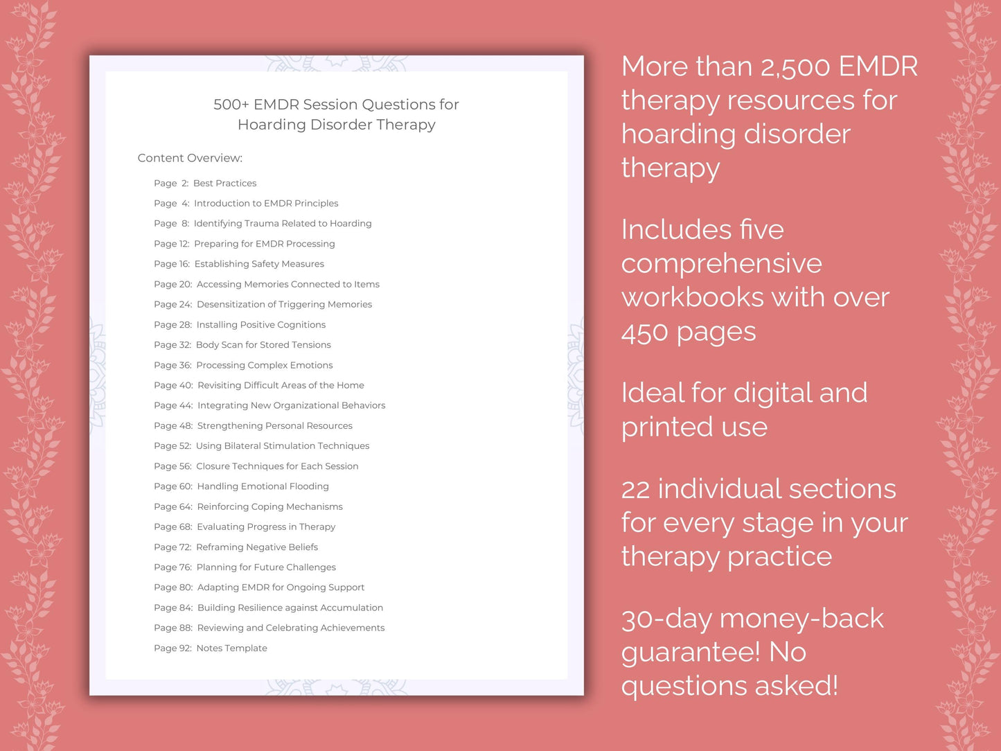 Hoarding Disorder Eye Movement Desensitization and Reprocessing (EMDR) Therapist Worksheets