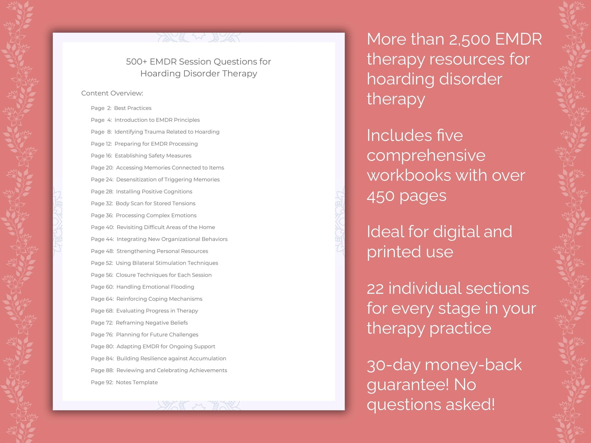 Hoarding Disorder Eye Movement Desensitization and Reprocessing (EMDR) Therapist Worksheets