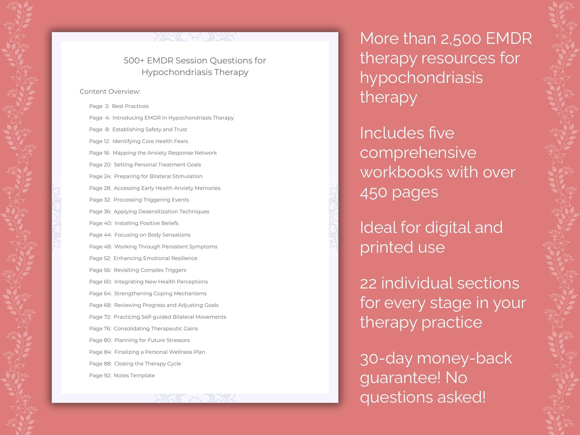 Hypochondriasis Eye Movement Desensitization and Reprocessing (EMDR) Therapist Worksheets