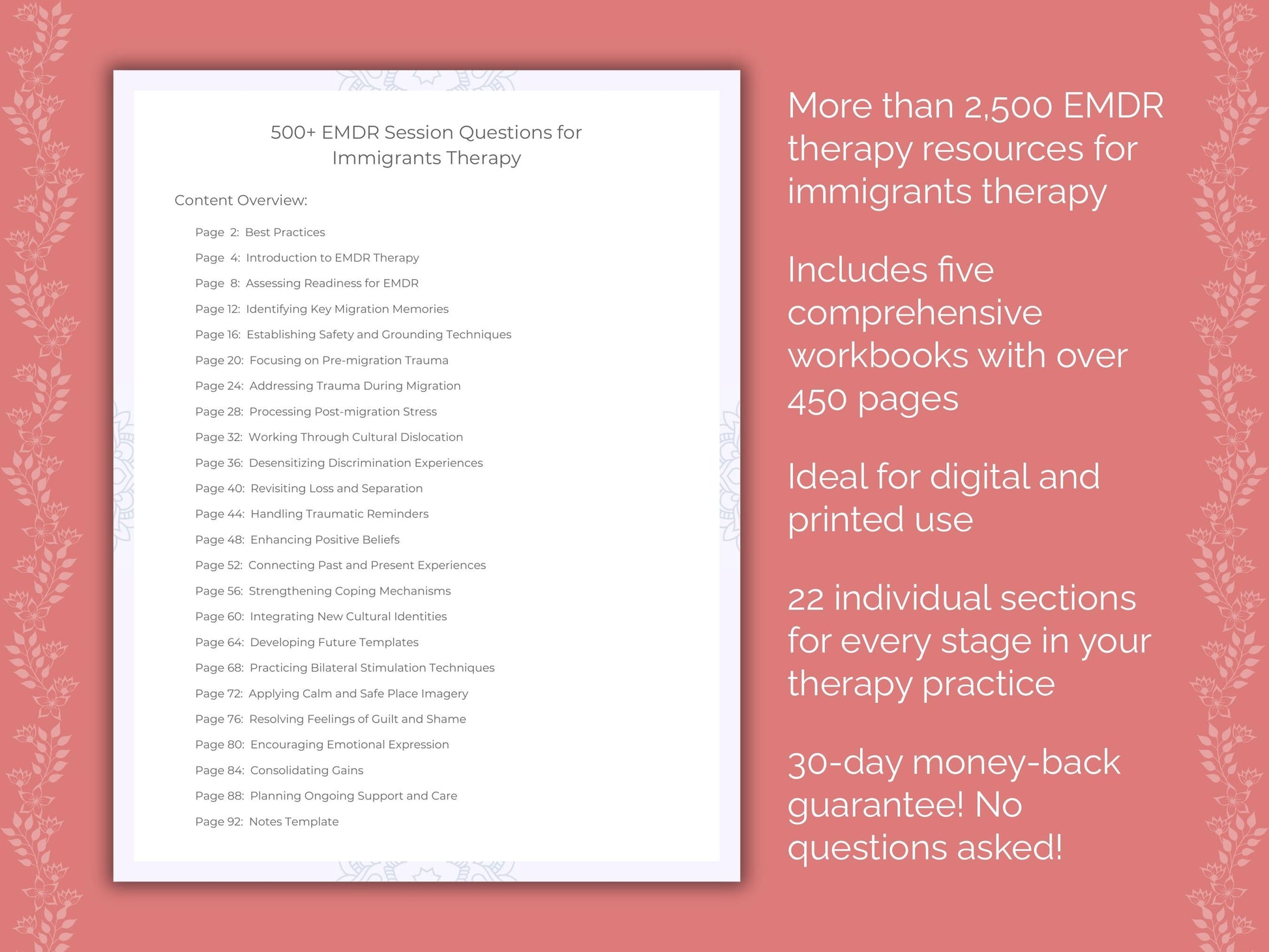 Immigrants Eye Movement Desensitization and Reprocessing (EMDR) Therapist Worksheets