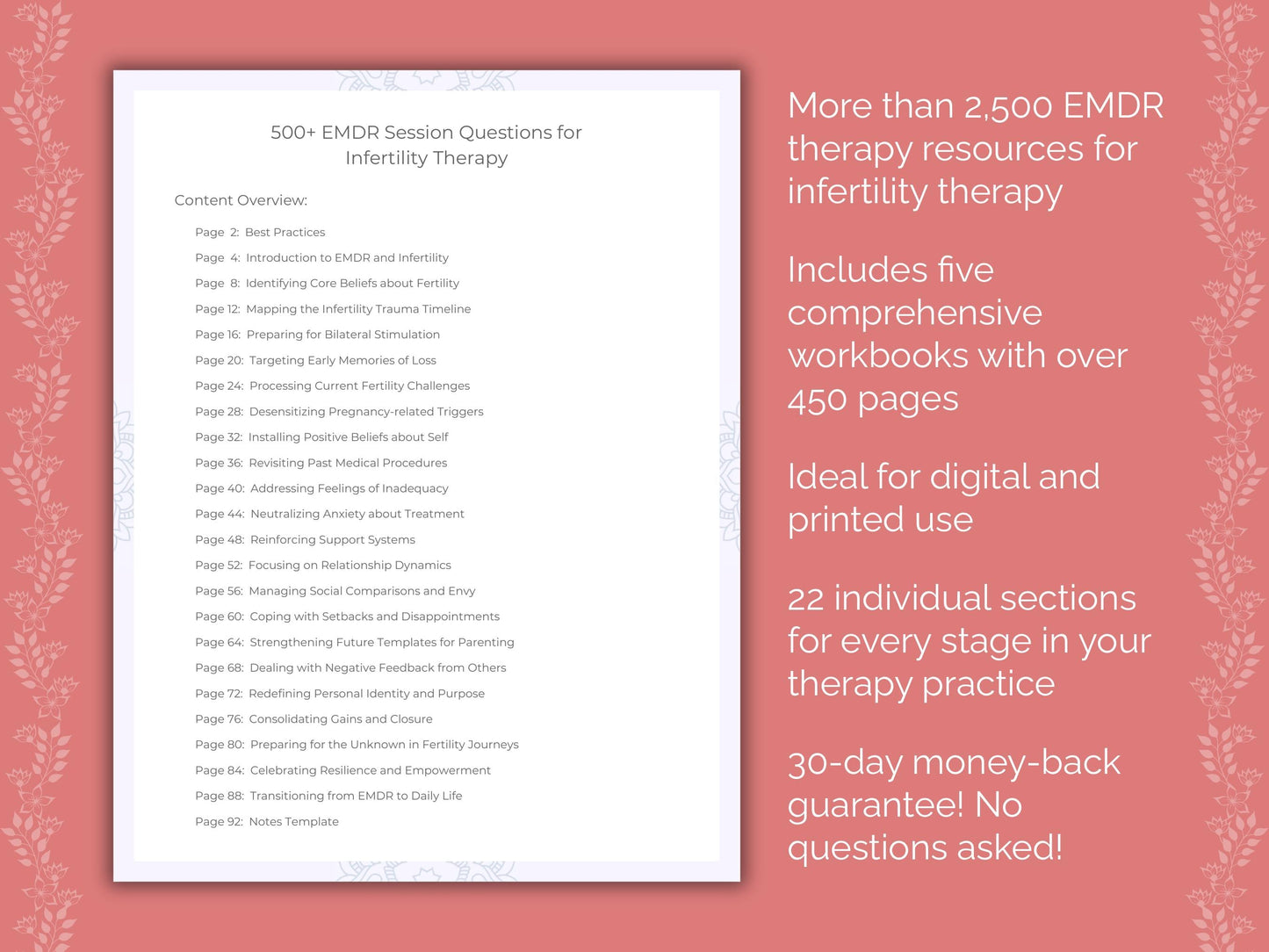 Infertility Eye Movement Desensitization and Reprocessing (EMDR) Therapist Worksheets