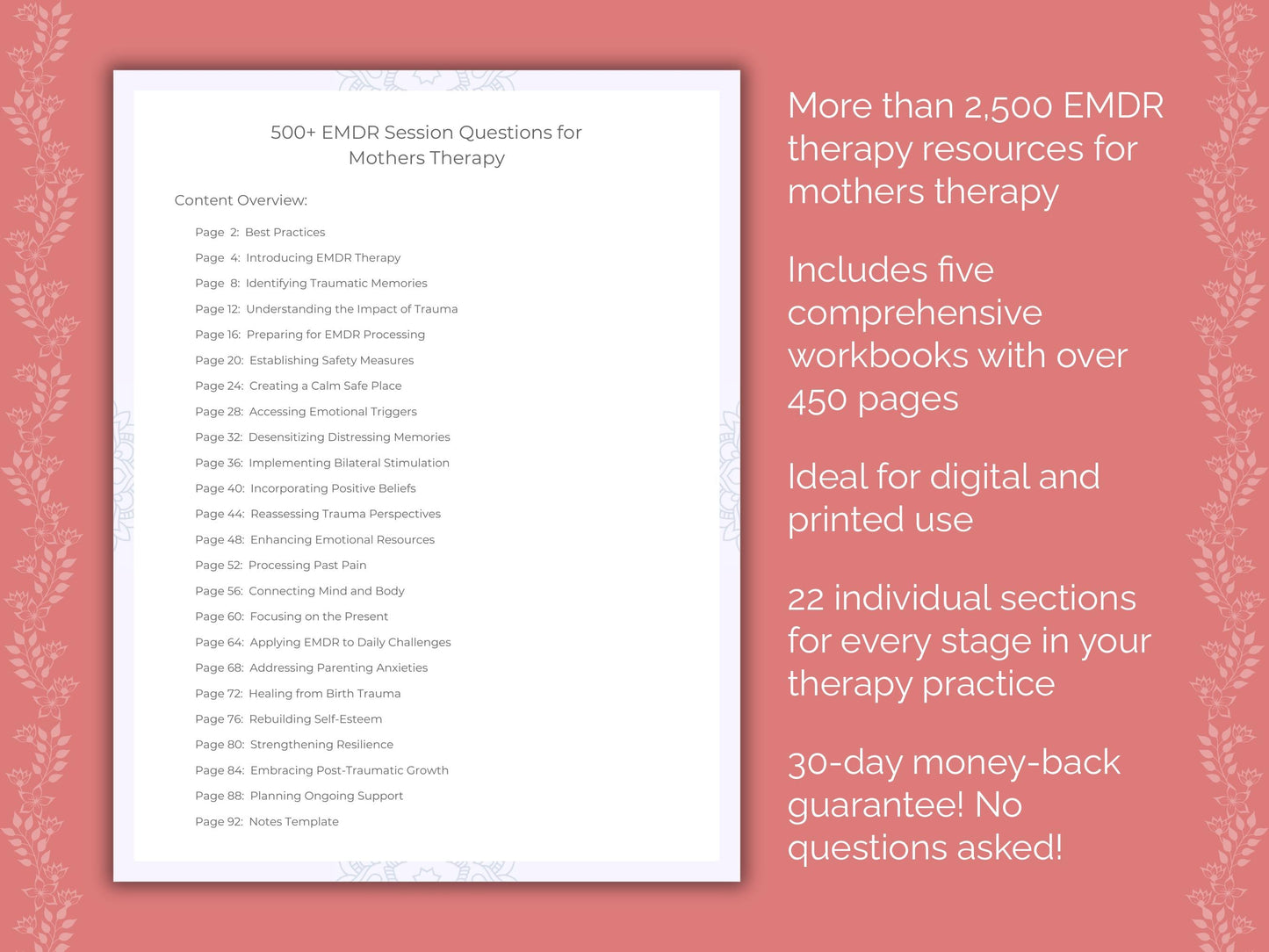 Mothers Eye Movement Desensitization and Reprocessing (EMDR) Therapist Worksheets