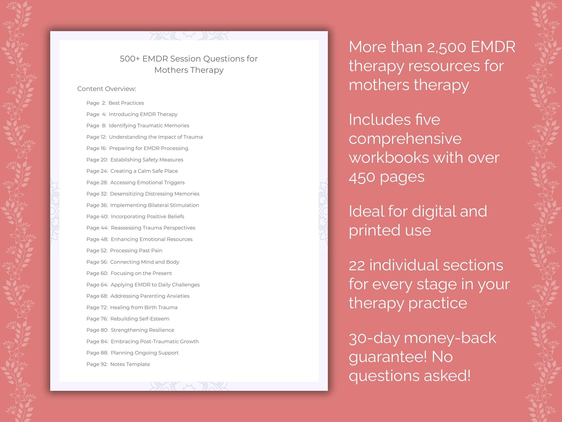 Mothers Eye Movement Desensitization and Reprocessing (EMDR) Therapist Worksheets