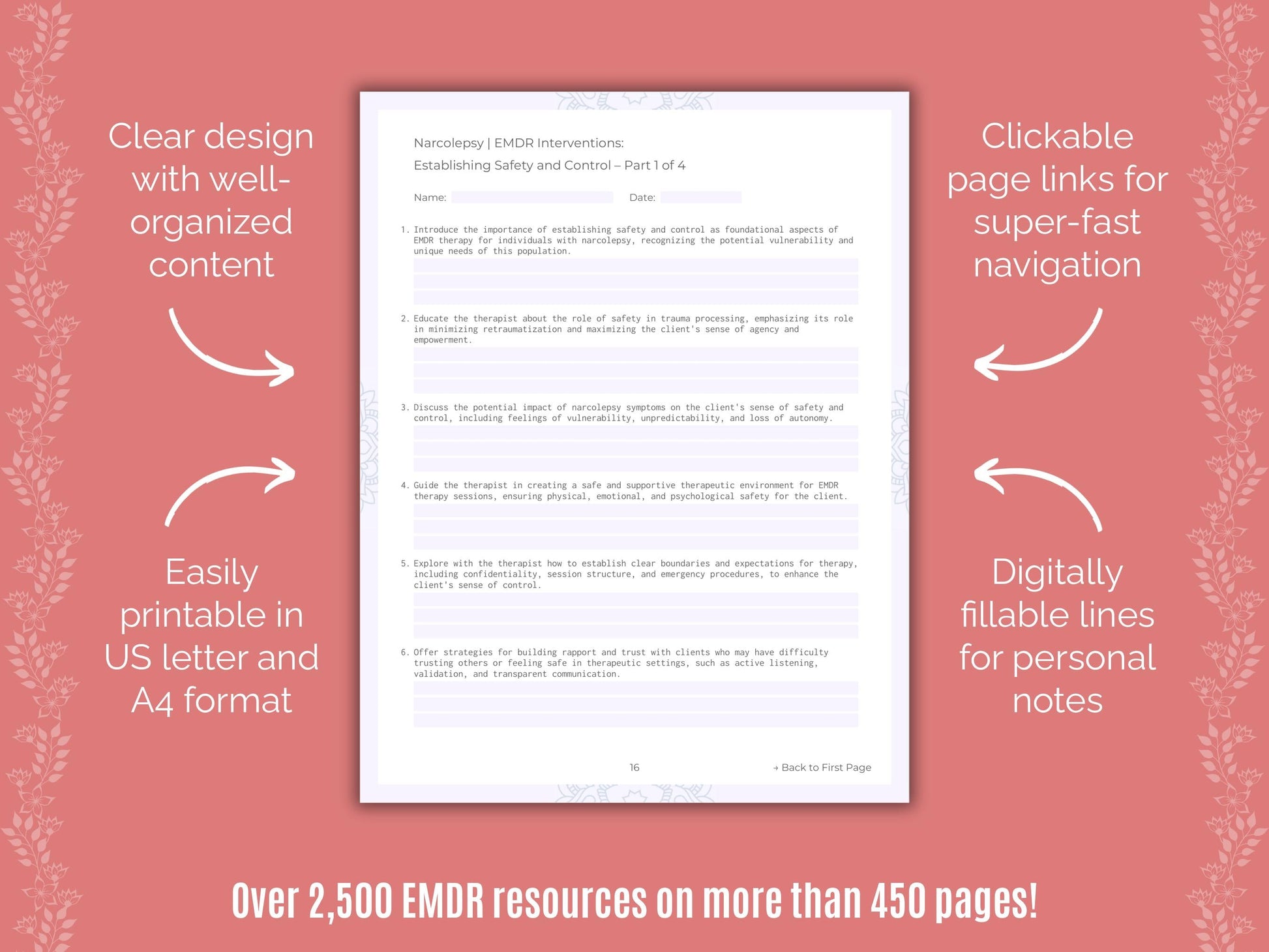 Narcolepsy Eye Movement Desensitization and Reprocessing (EMDR) Counseling Templates