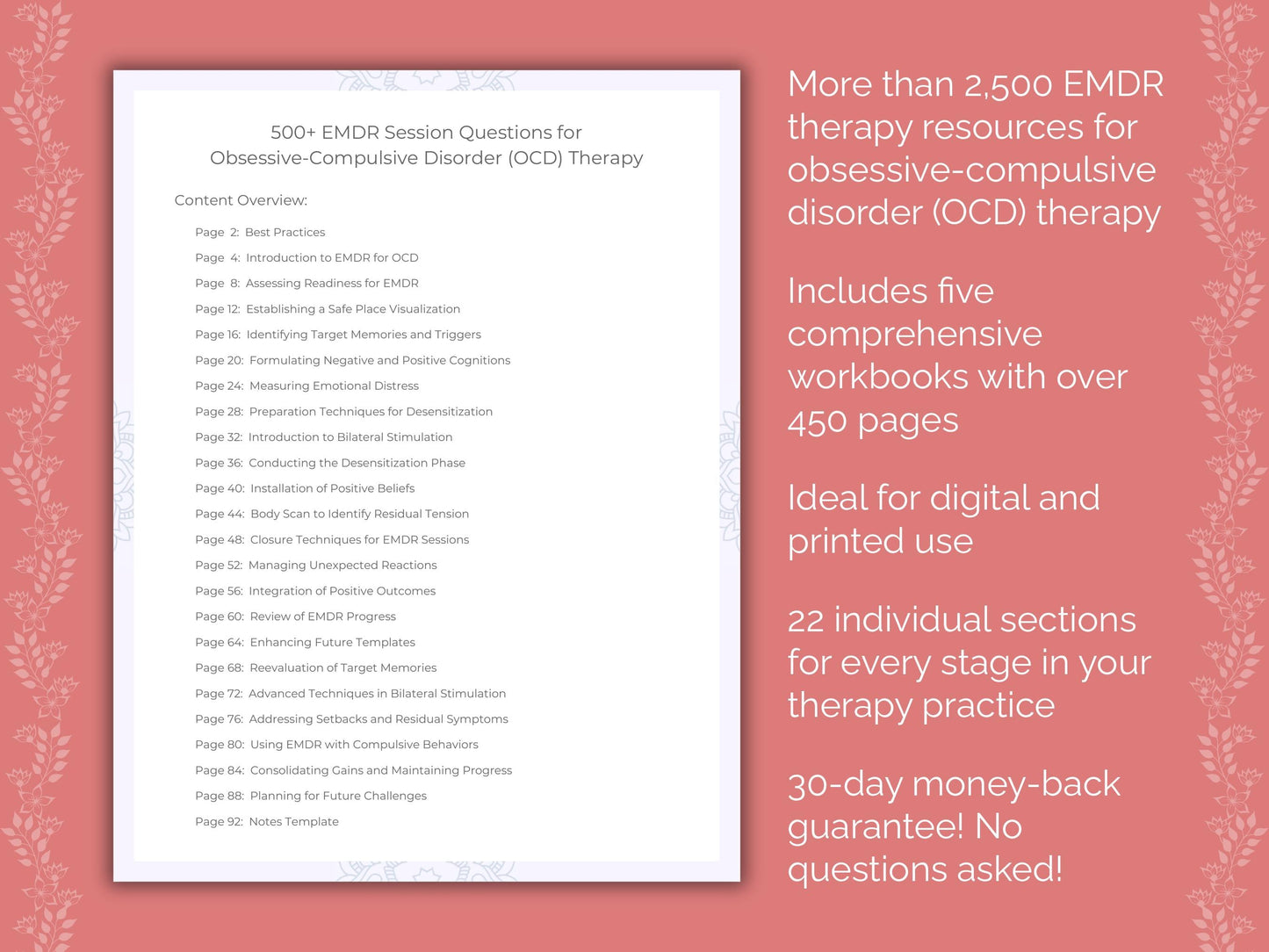 Obsessive-Compulsive Disorder (OCD) Eye Movement Desensitization and Reprocessing (EMDR) Therapist Worksheets