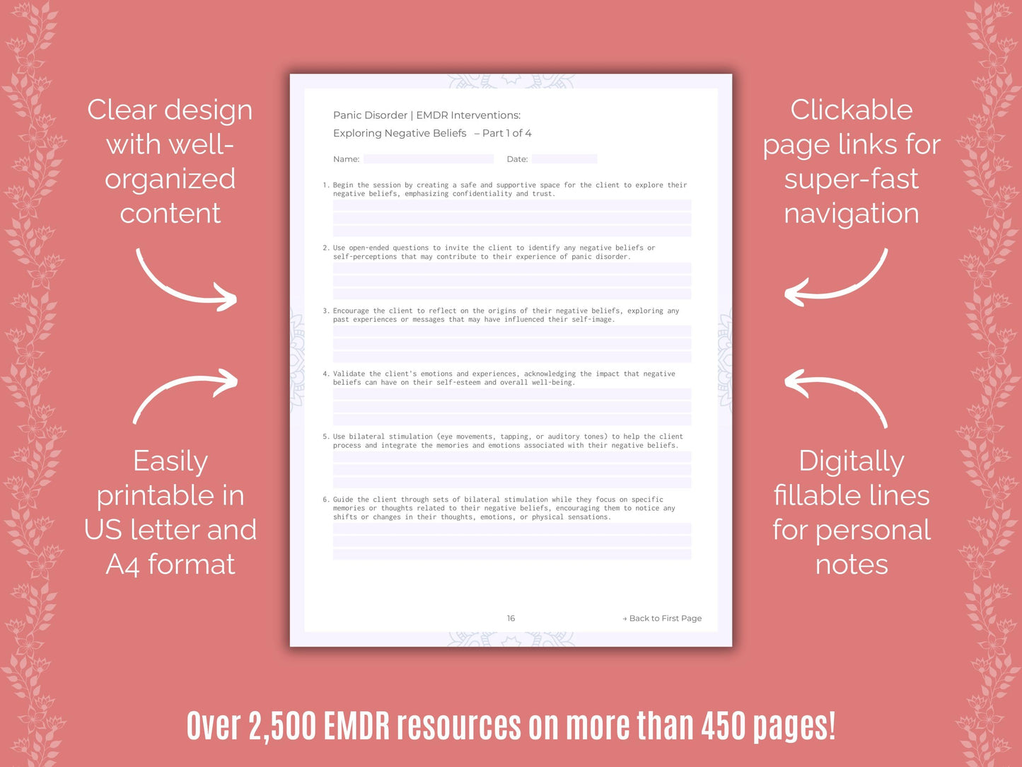 Panic Disorder Eye Movement Desensitization and Reprocessing (EMDR) Counseling Templates