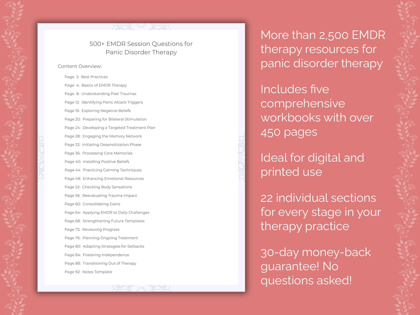 Panic Disorder Eye Movement Desensitization and Reprocessing (EMDR) Therapist Worksheets