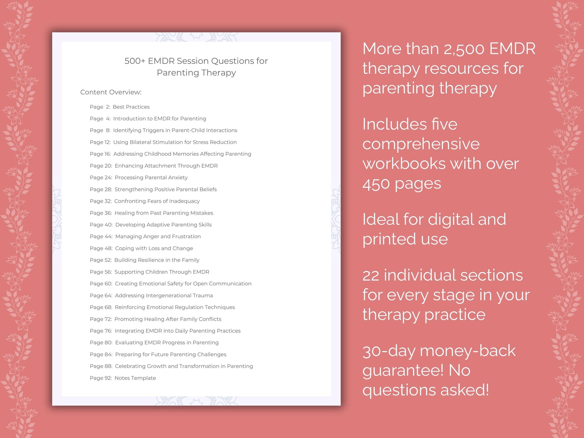 Parenting Eye Movement Desensitization and Reprocessing (EMDR) Therapist Worksheets