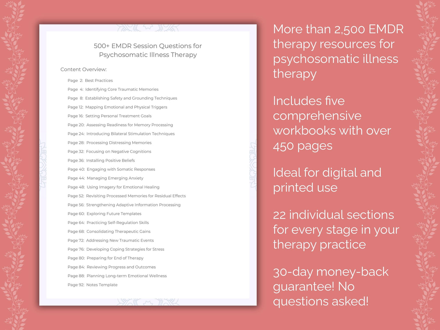 Psychosomatic Illness Eye Movement Desensitization and Reprocessing (EMDR) Therapist Worksheets