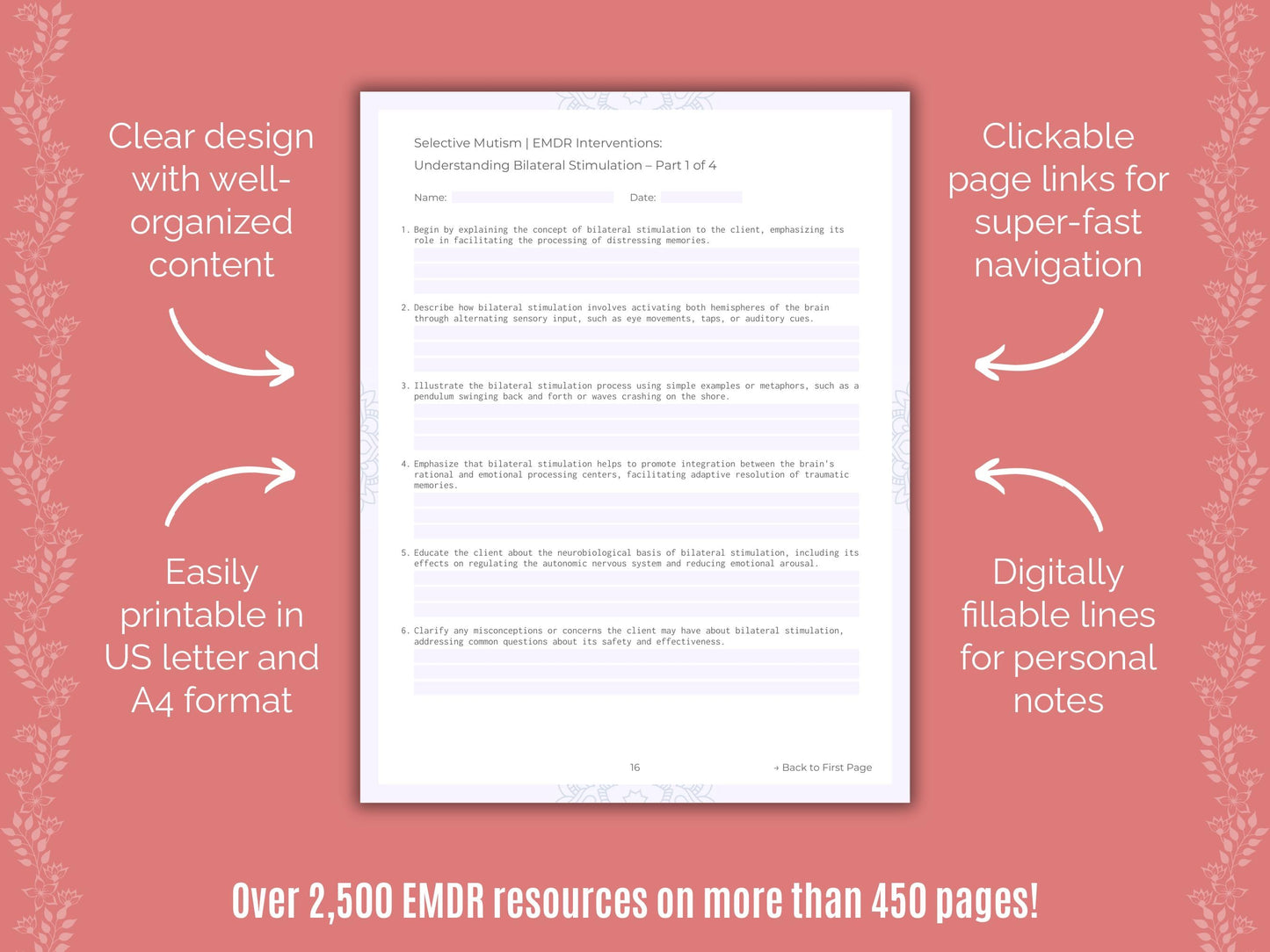 Selective Mutism Eye Movement Desensitization and Reprocessing (EMDR) Counseling Templates