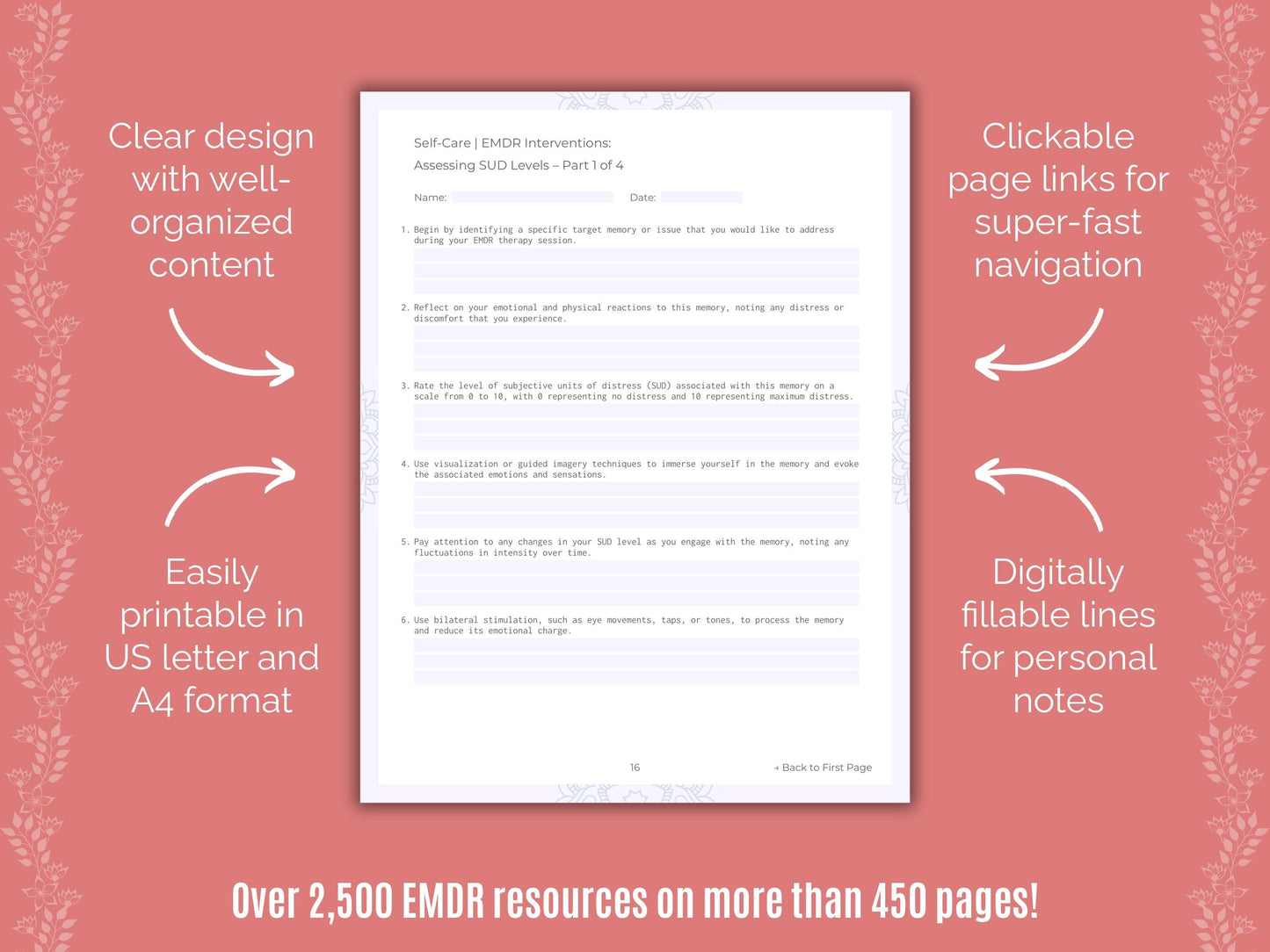 Self-Care Eye Movement Desensitization and Reprocessing (EMDR) Counseling Templates