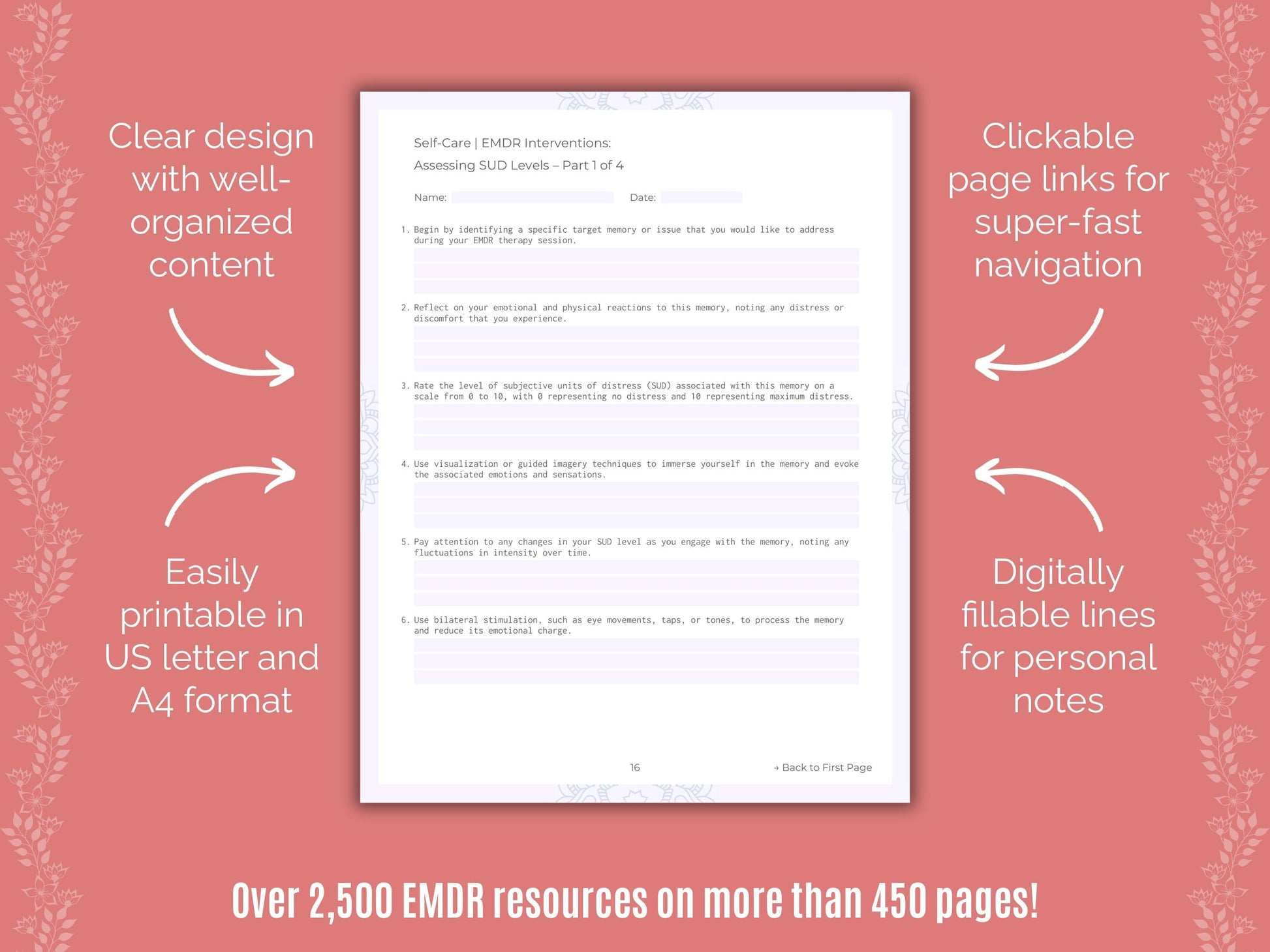 Self-Care Eye Movement Desensitization and Reprocessing (EMDR) Counseling Templates