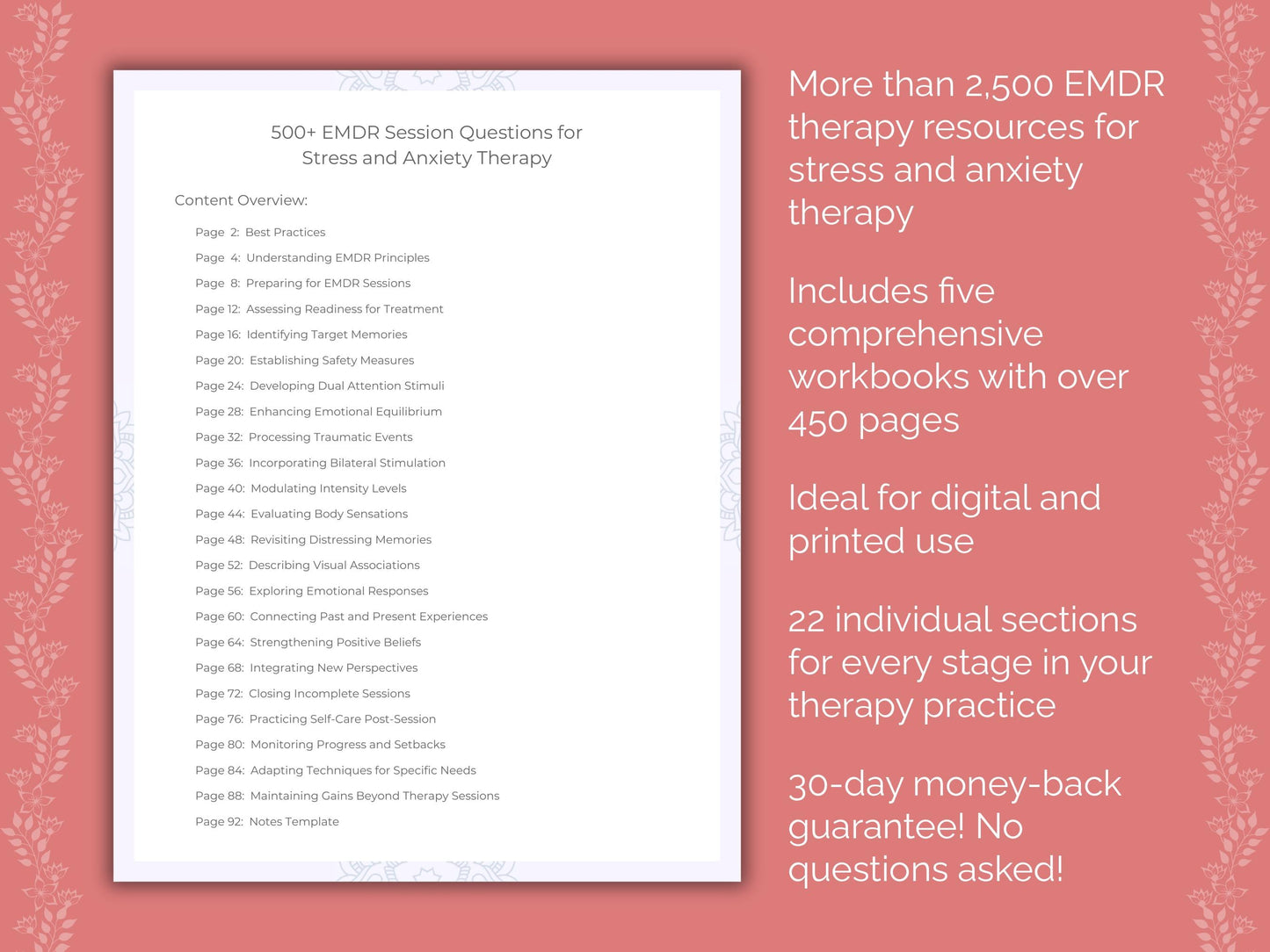 Stress and Anxiety Eye Movement Desensitization and Reprocessing (EMDR) Therapist Worksheets