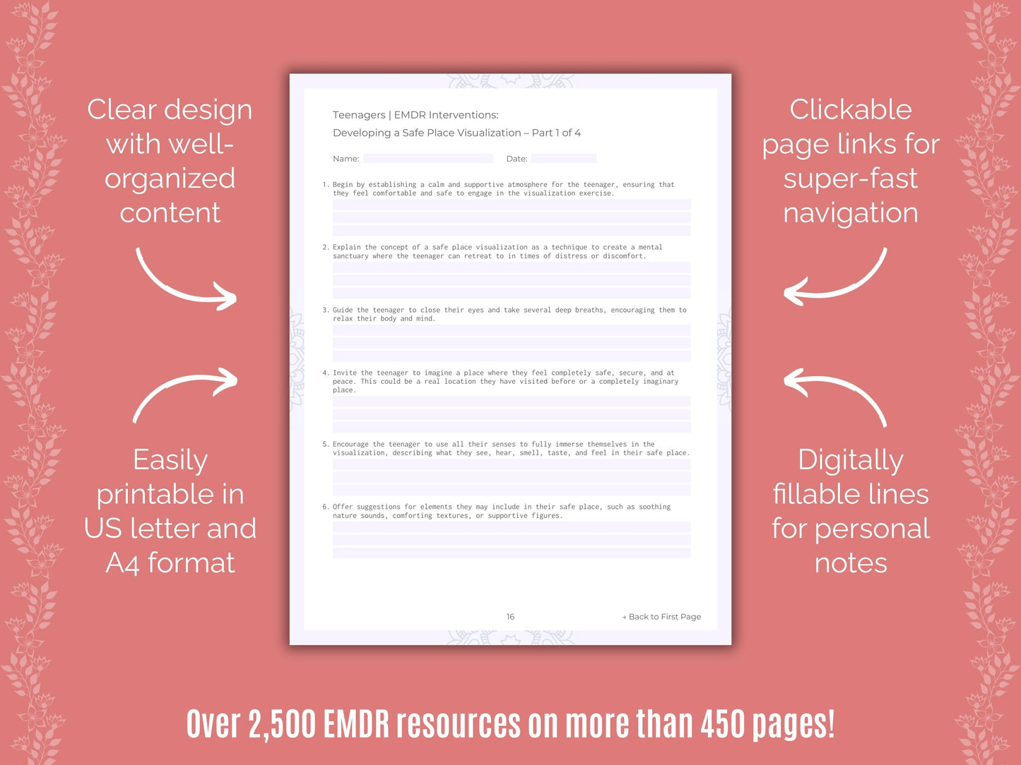 Teenagers Eye Movement Desensitization and Reprocessing (EMDR) Counseling Templates